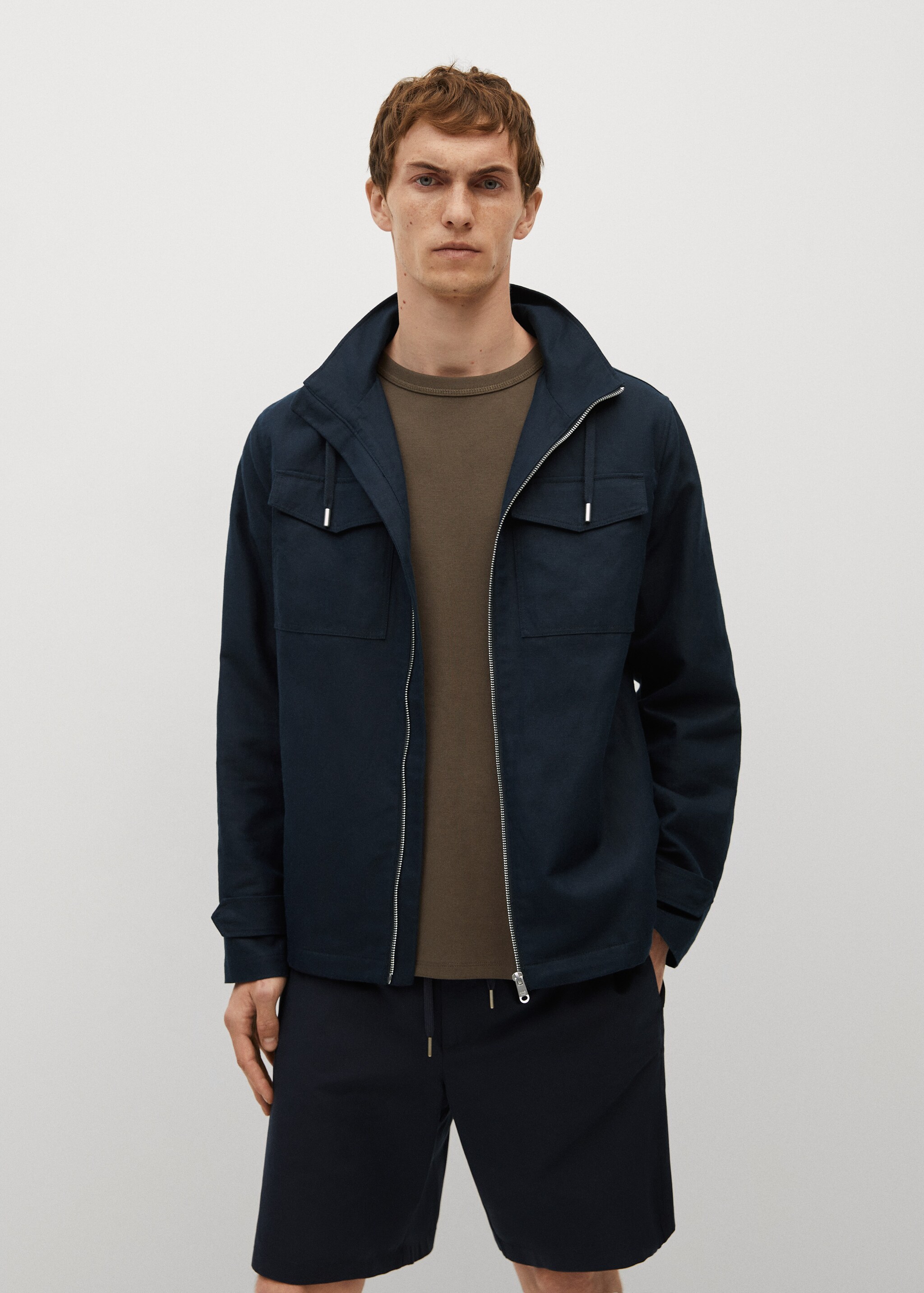 Pocket linen cotton jacket - Medium plane