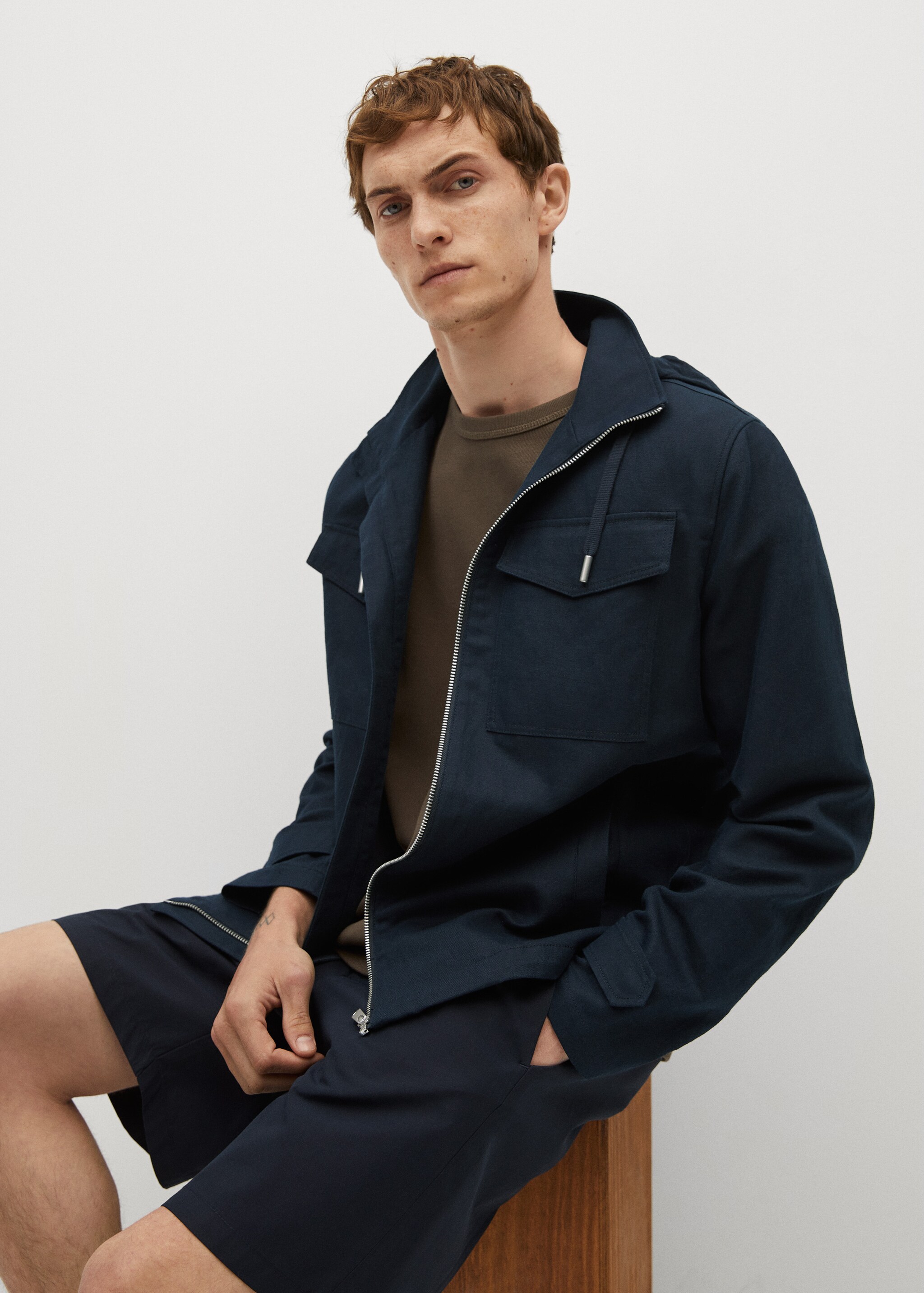 Pocket linen cotton jacket - Details of the article 1
