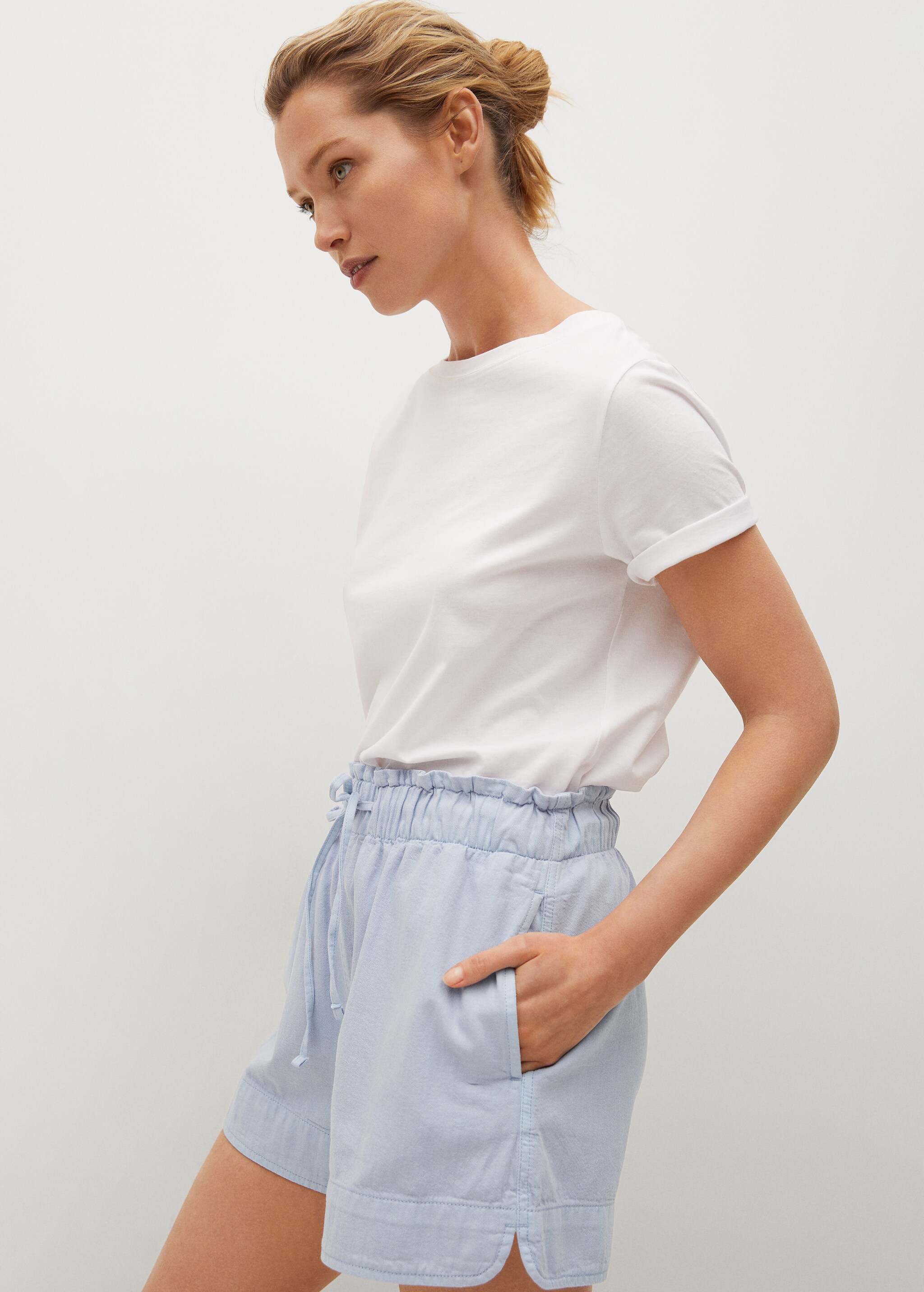 Cotton drawstring waist shorts - Details of the article 1