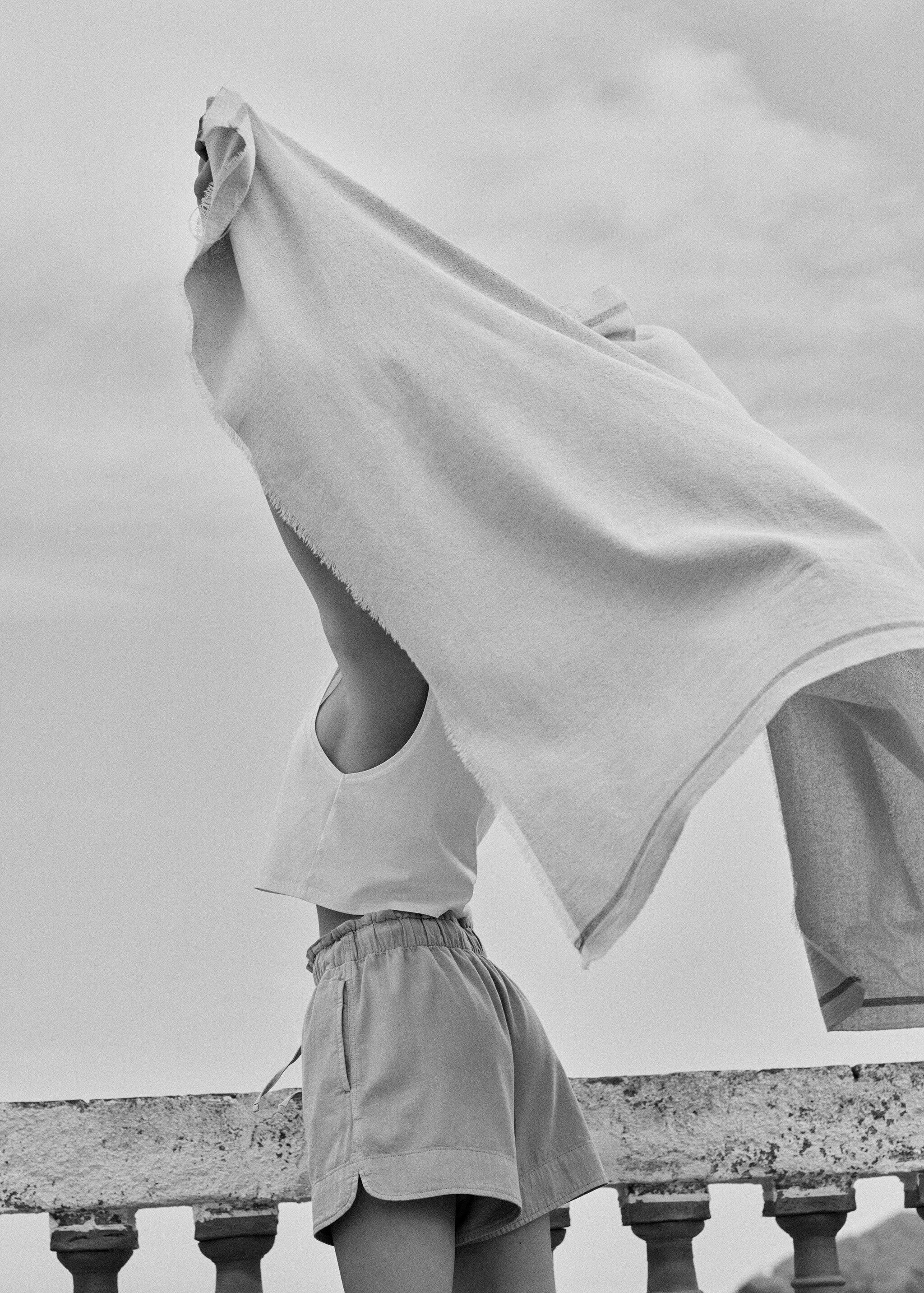 Cotton drawstring waist shorts - Details of the article 5