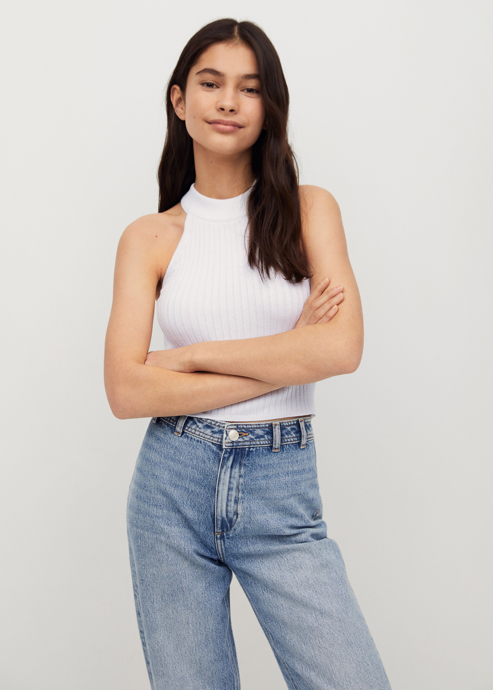 Ribbed halter neck top - Details of the article 2