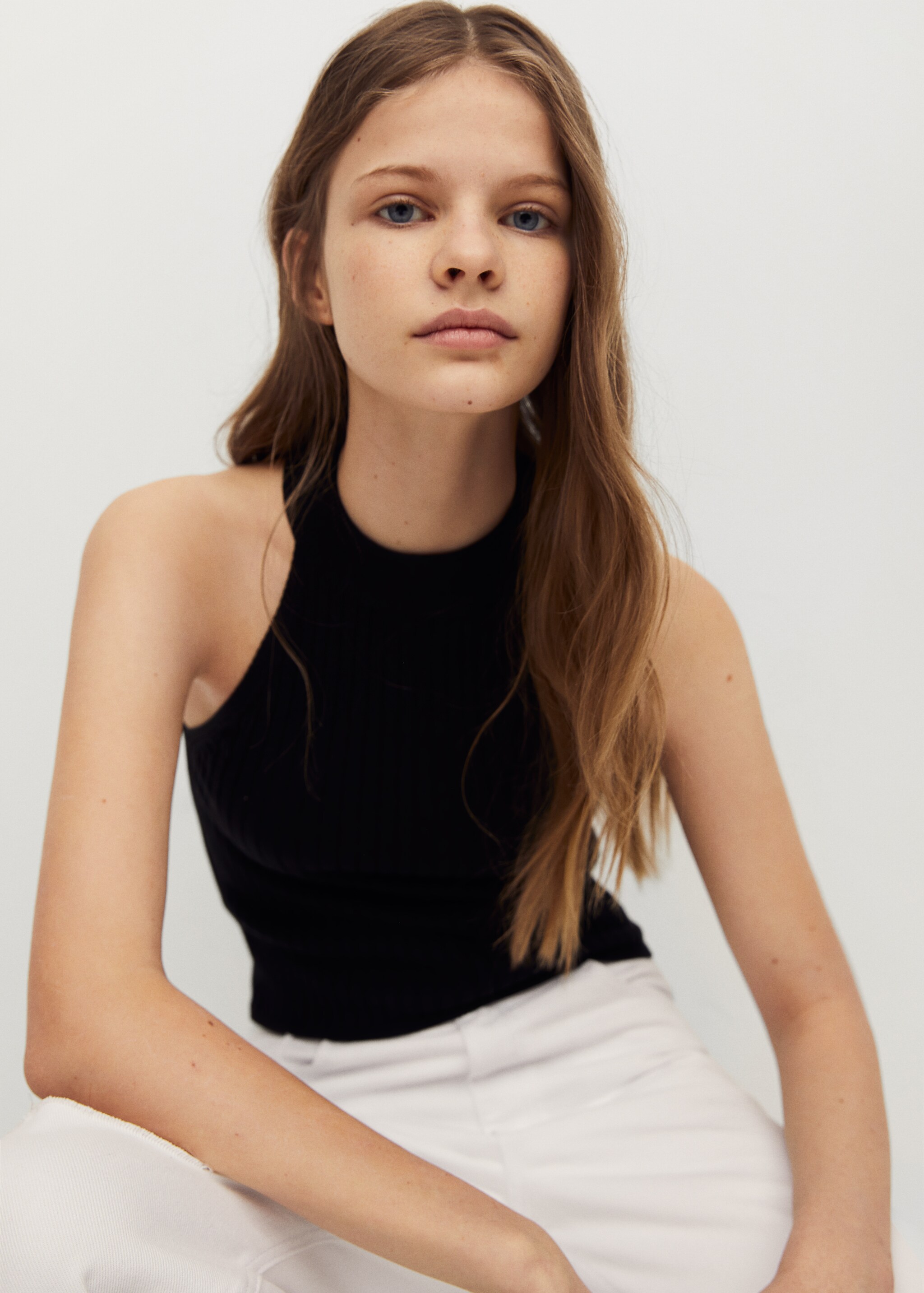 Ribbed halter neck top - Details of the article 1