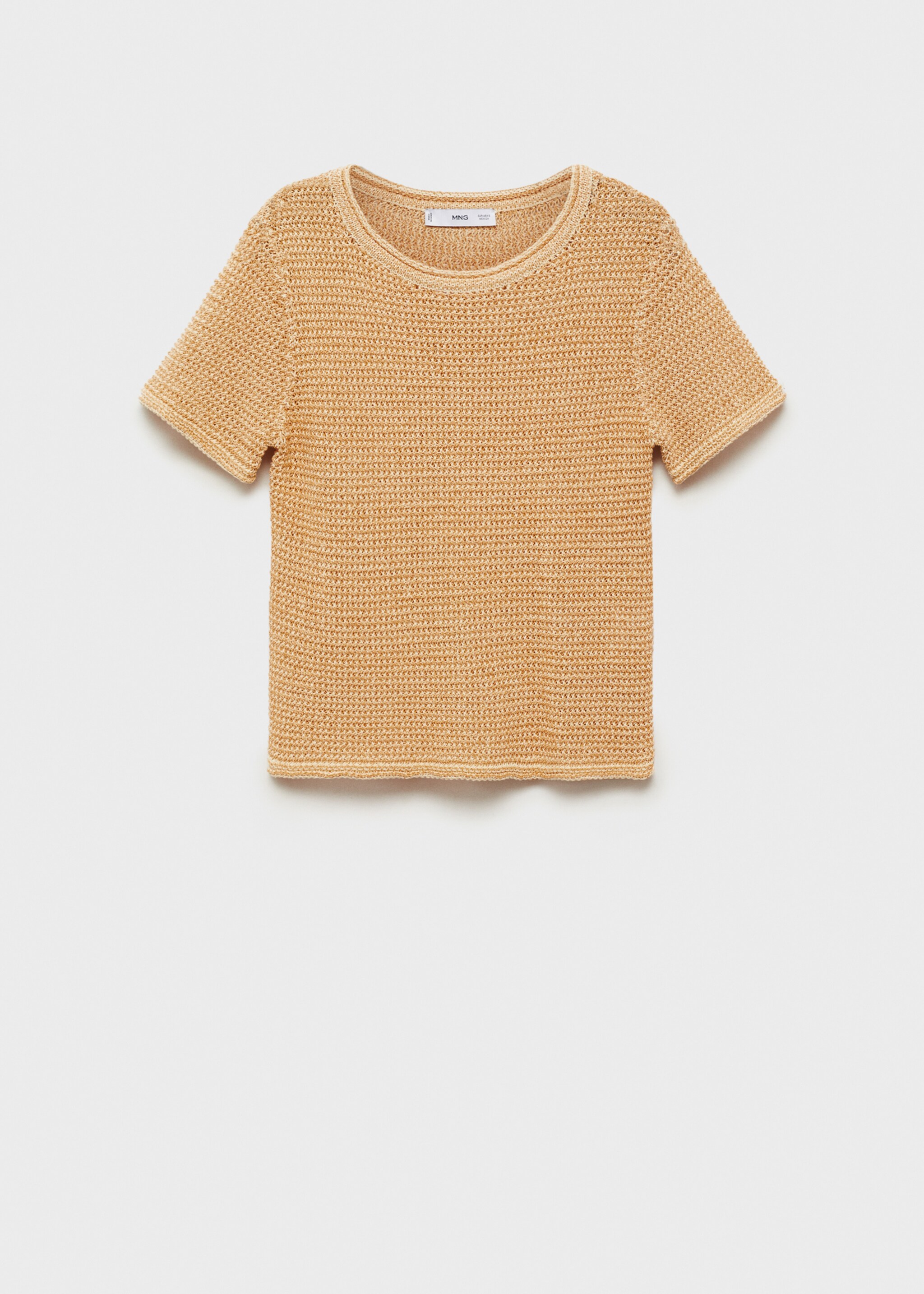 Short-sleeved chunky-knit sweater - Article without model, Medium Brown. Ref: 87087164-00.