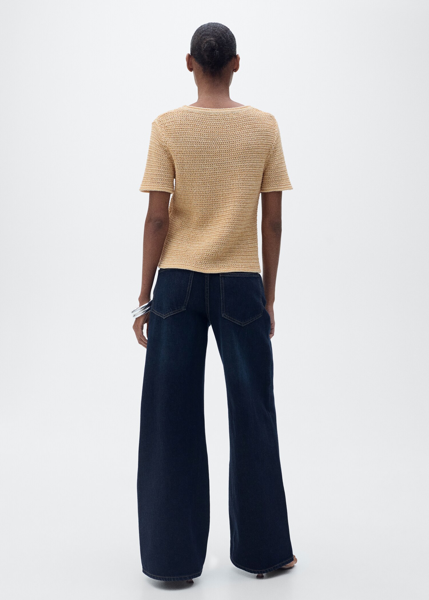 Short-sleeved chunky-knit sweater - Reverse of the article