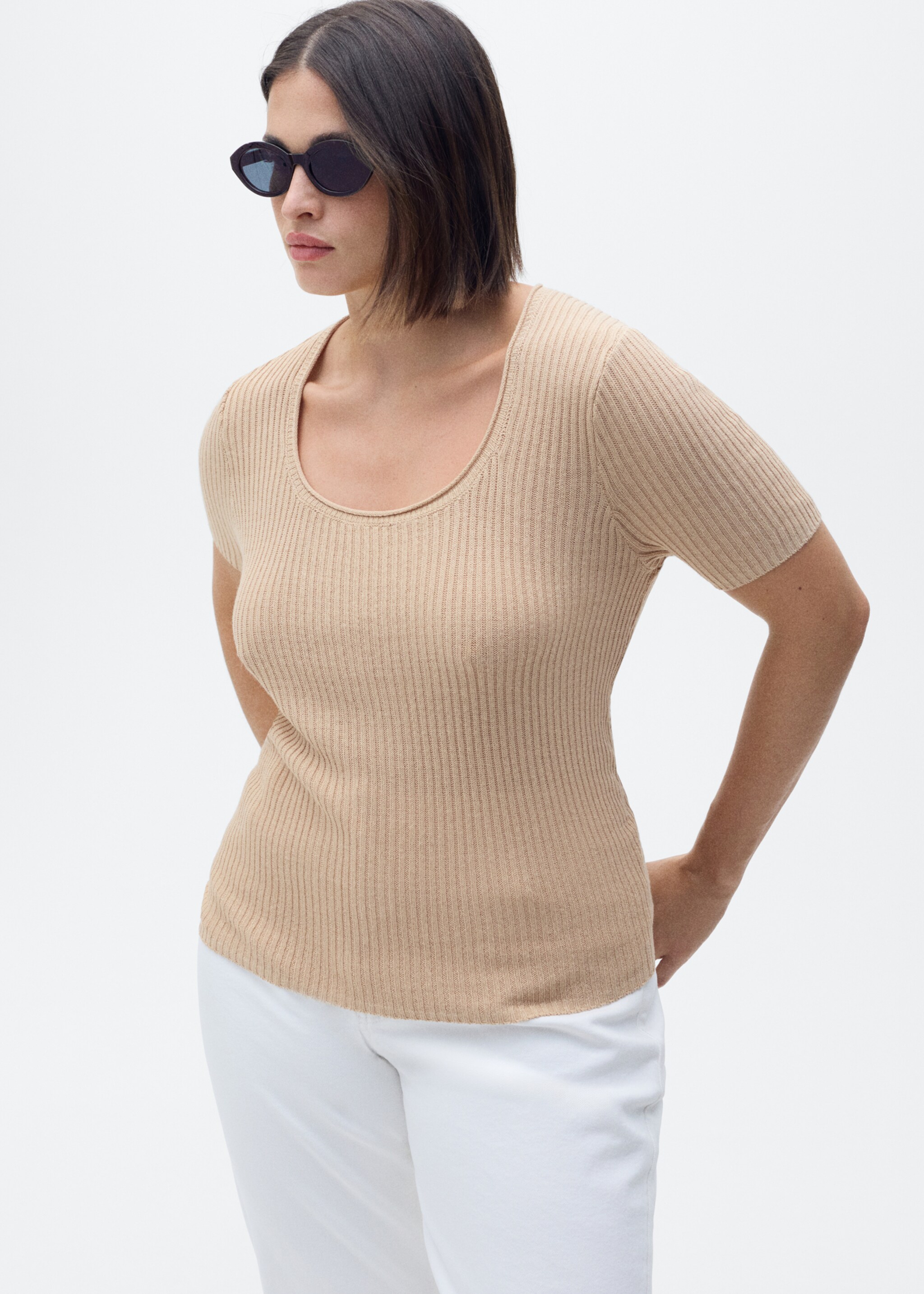 Jersei punt barreja lli - Detall de l'article 5, Marró mitjà. Ref: 87087167-00.