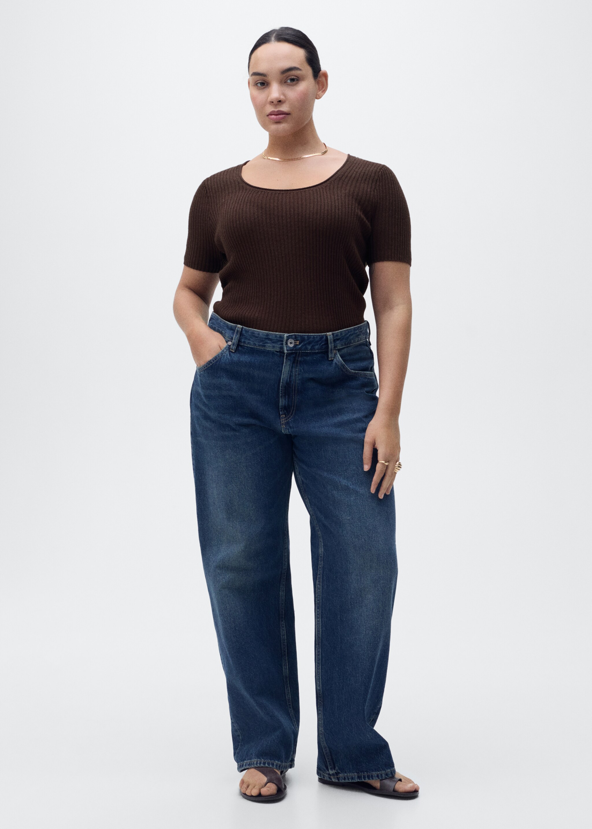 Pull maille lin mélangé - Détail de l'article 3, Chocolat. Ref: 87087167-00.