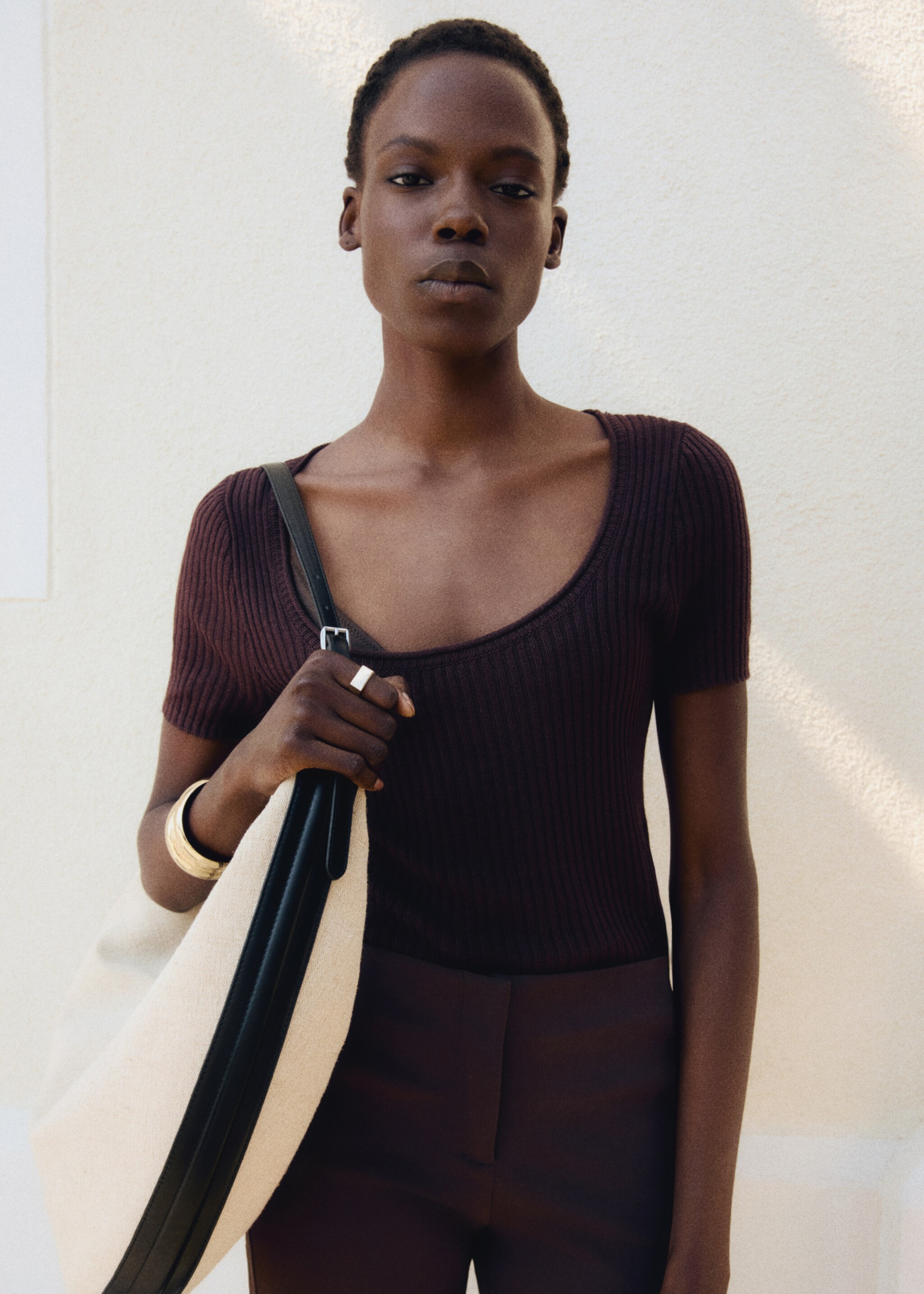 Pull maille lin mélangé - Détail de l'article 6, Chocolat. Ref: 87087167-00.