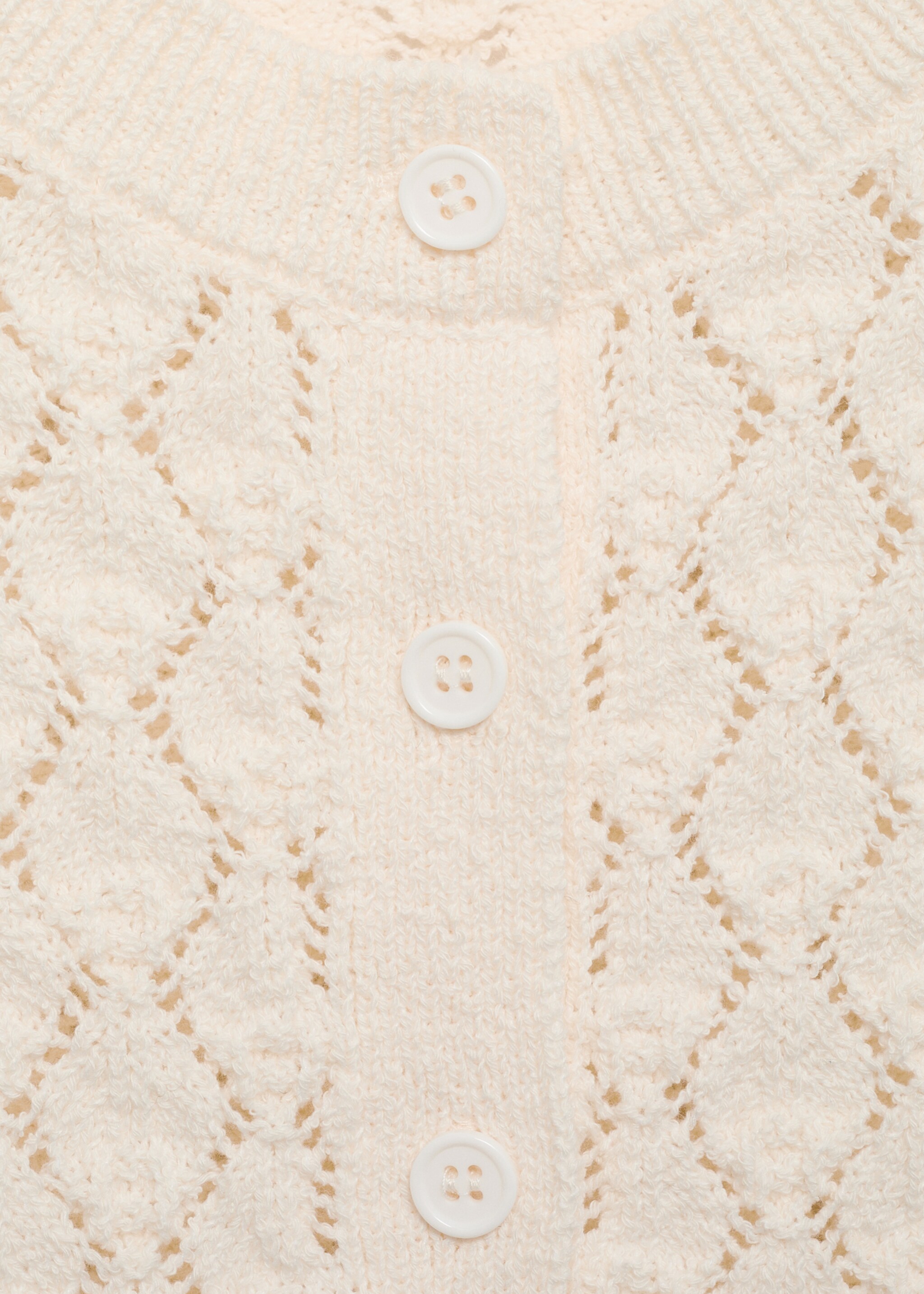 Kurzärmliger Cardigan mit Lochmuster - Detail des Artikels 8, Ecru. Ref: 87087170-00.