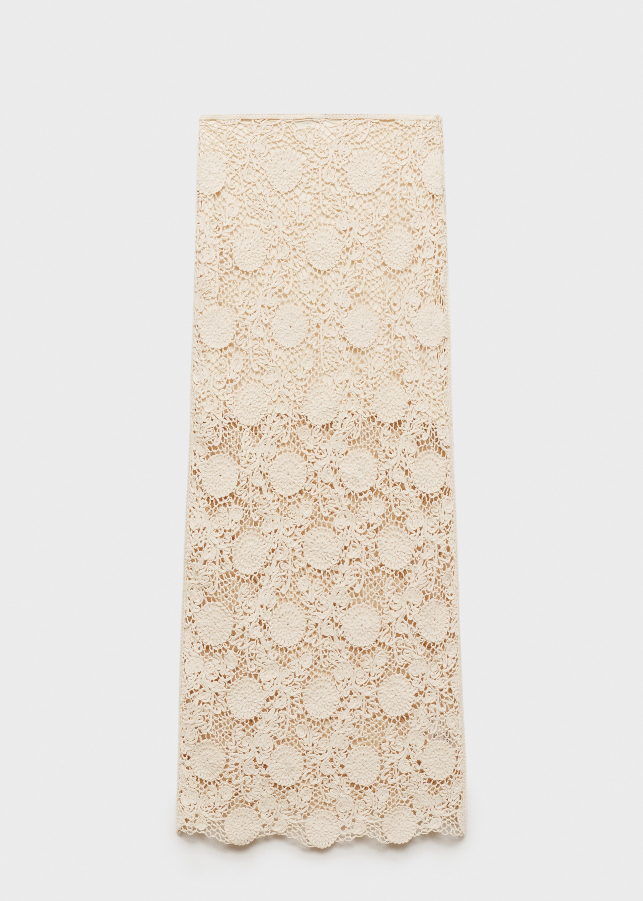 Long crochet floral skirt - Article without model, Ecru. Ref: 87087172-00.