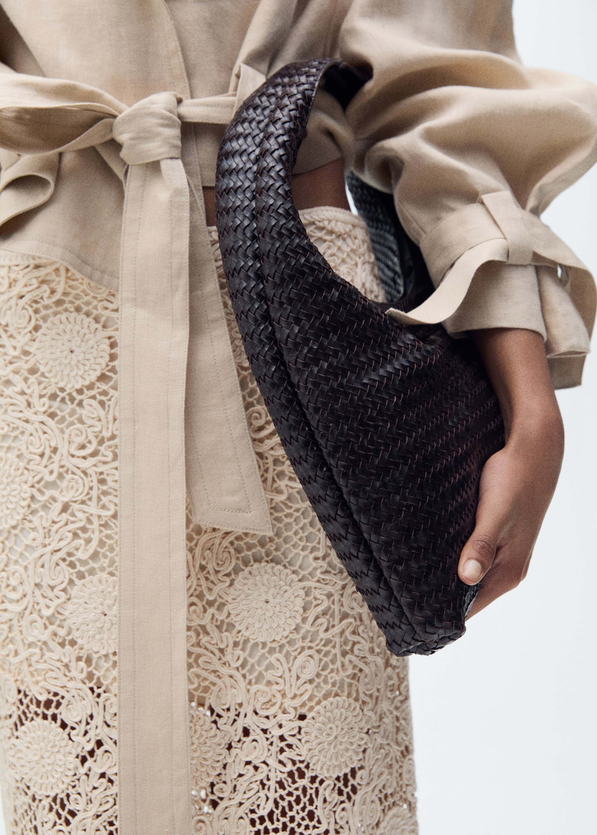 Long crochet floral skirt - Details of the article 1, Ecru. Ref: 87087172-00.