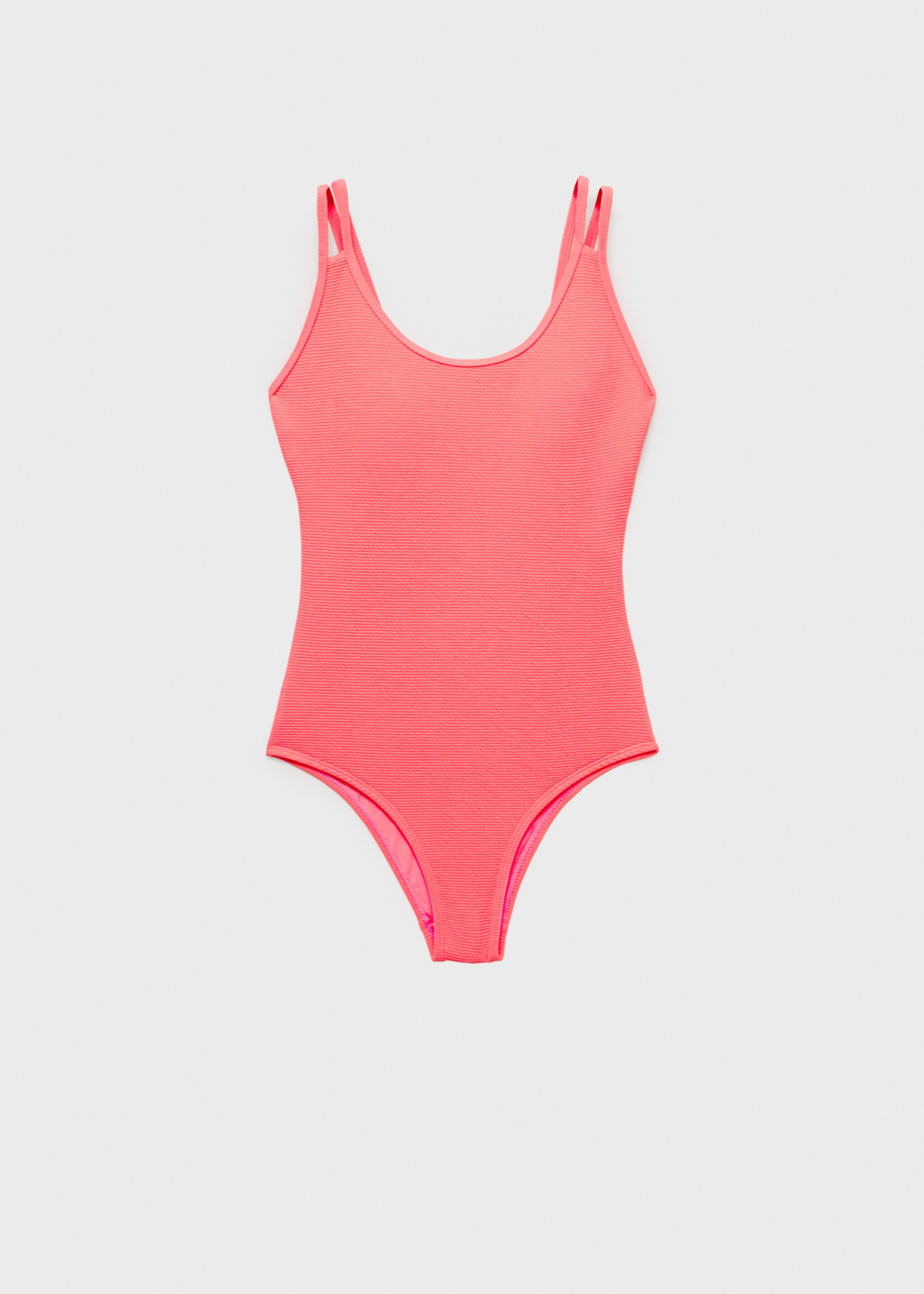 Textured swimsuit - Article without model, Coral Red. Ref: 87087174-00.