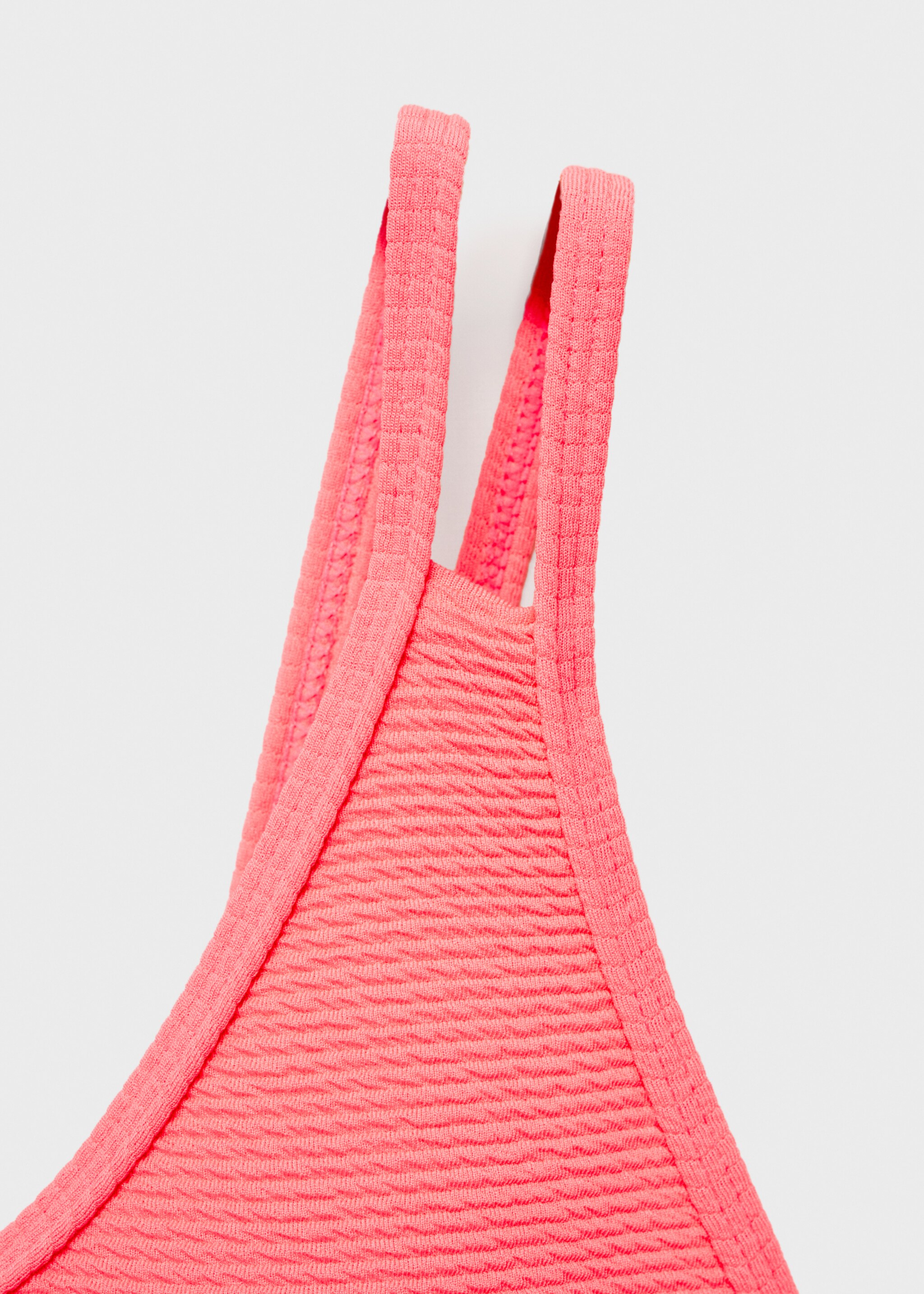 Textured swimsuit - Details of the article 8, Coral Red. Ref: 87087174-00.