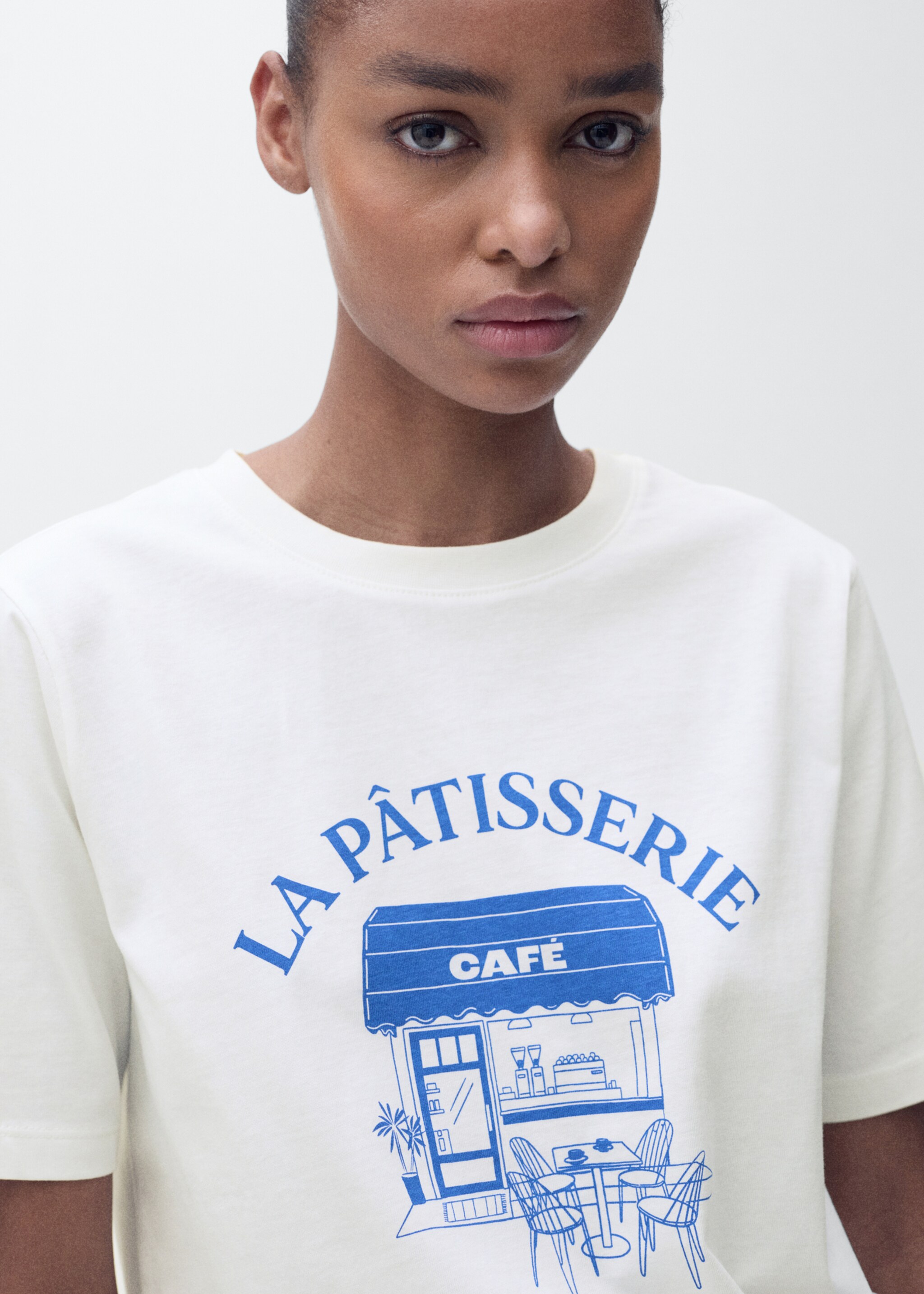 Short-sleeved printed t-shirt - Details of the article 1, Blue. Ref: 87087177-00.