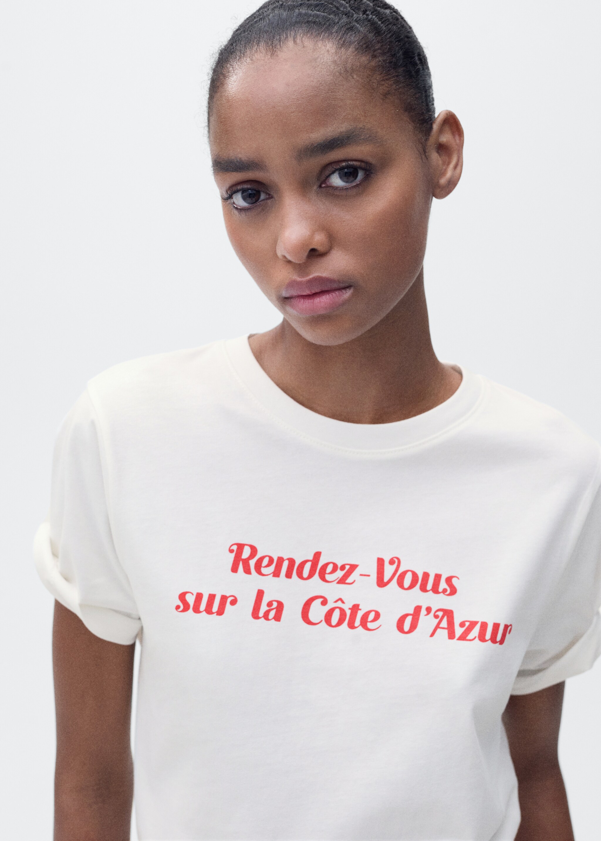 Short-sleeved printed t-shirt - Details of the article 1, Red. Ref: 87087177-00.