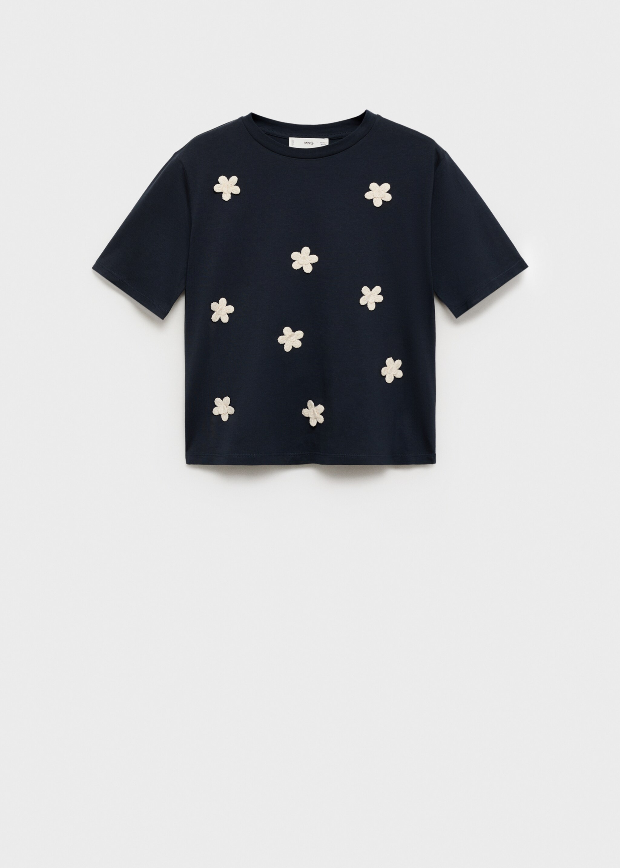 Samarreta màniga curta aplic flors - Article sense model, Blau marí. Ref: 87087178-00.