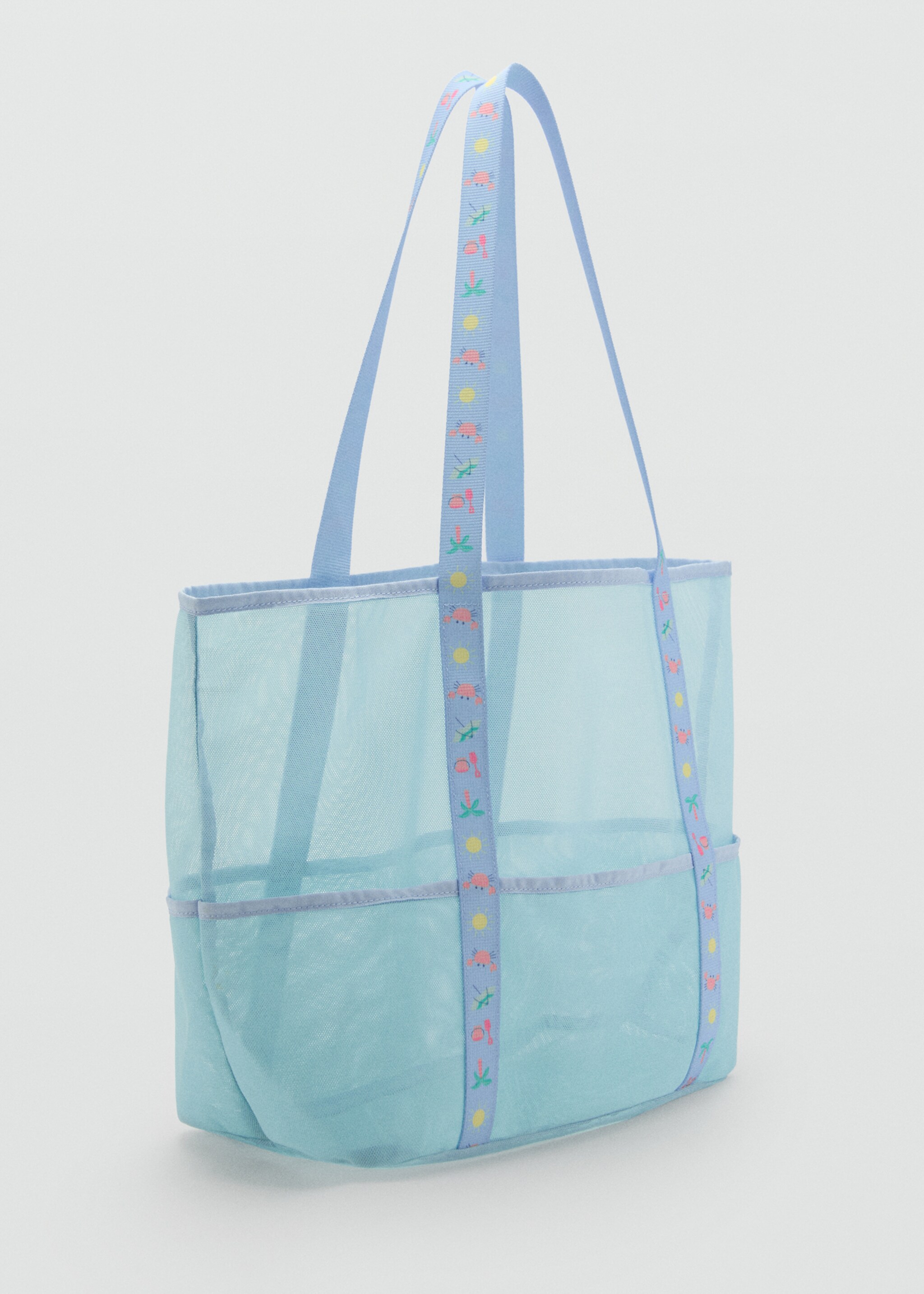 Mesh pattern shopper bag - Medium plane, Aqua Green. Ref: 87087183-00.