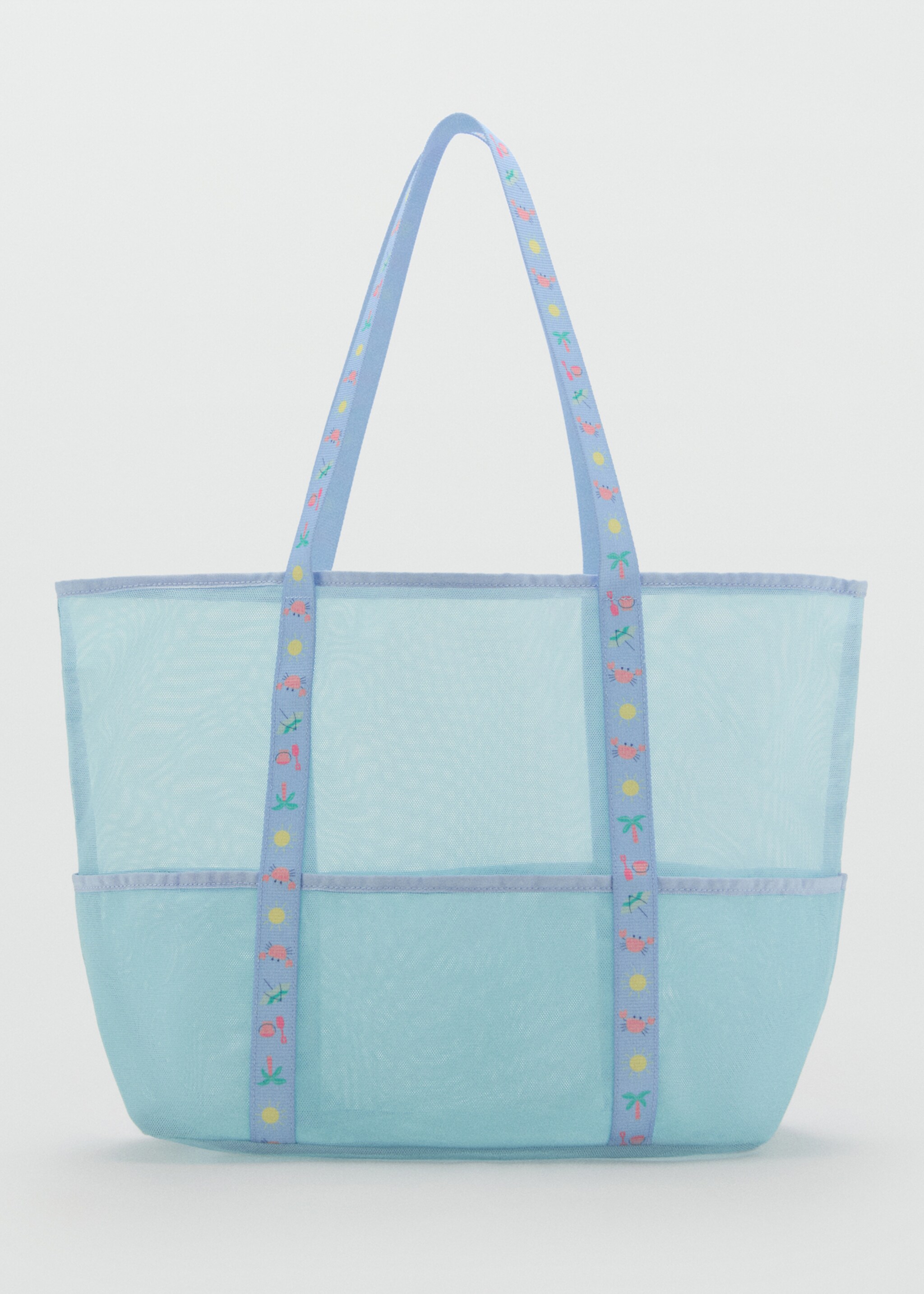 Mesh pattern shopper bag - Article without model, Aqua Green. Ref: 87087183-00.