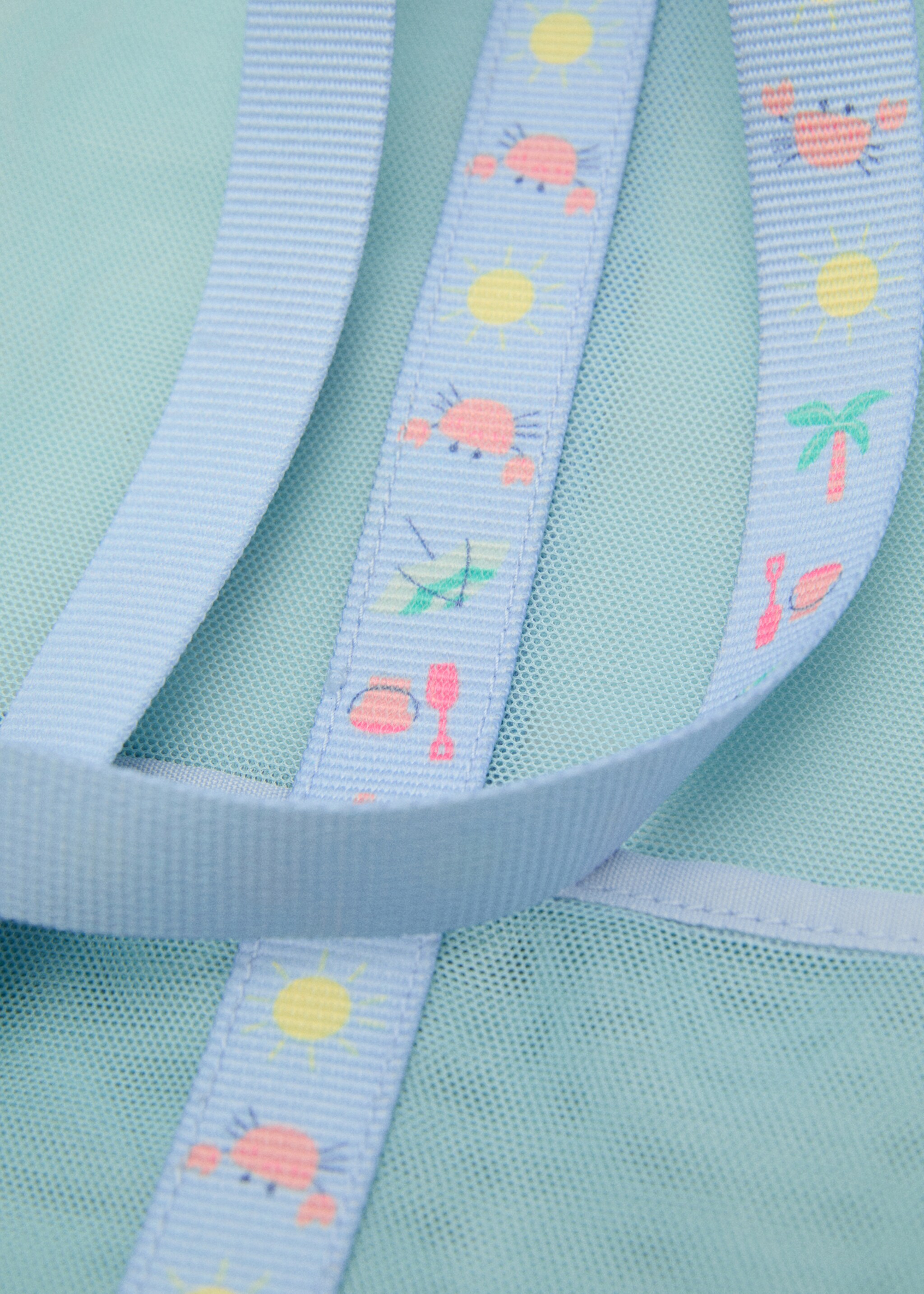 Mesh pattern shopper bag - Details of the article 1, Aqua Green. Ref: 87087183-00.