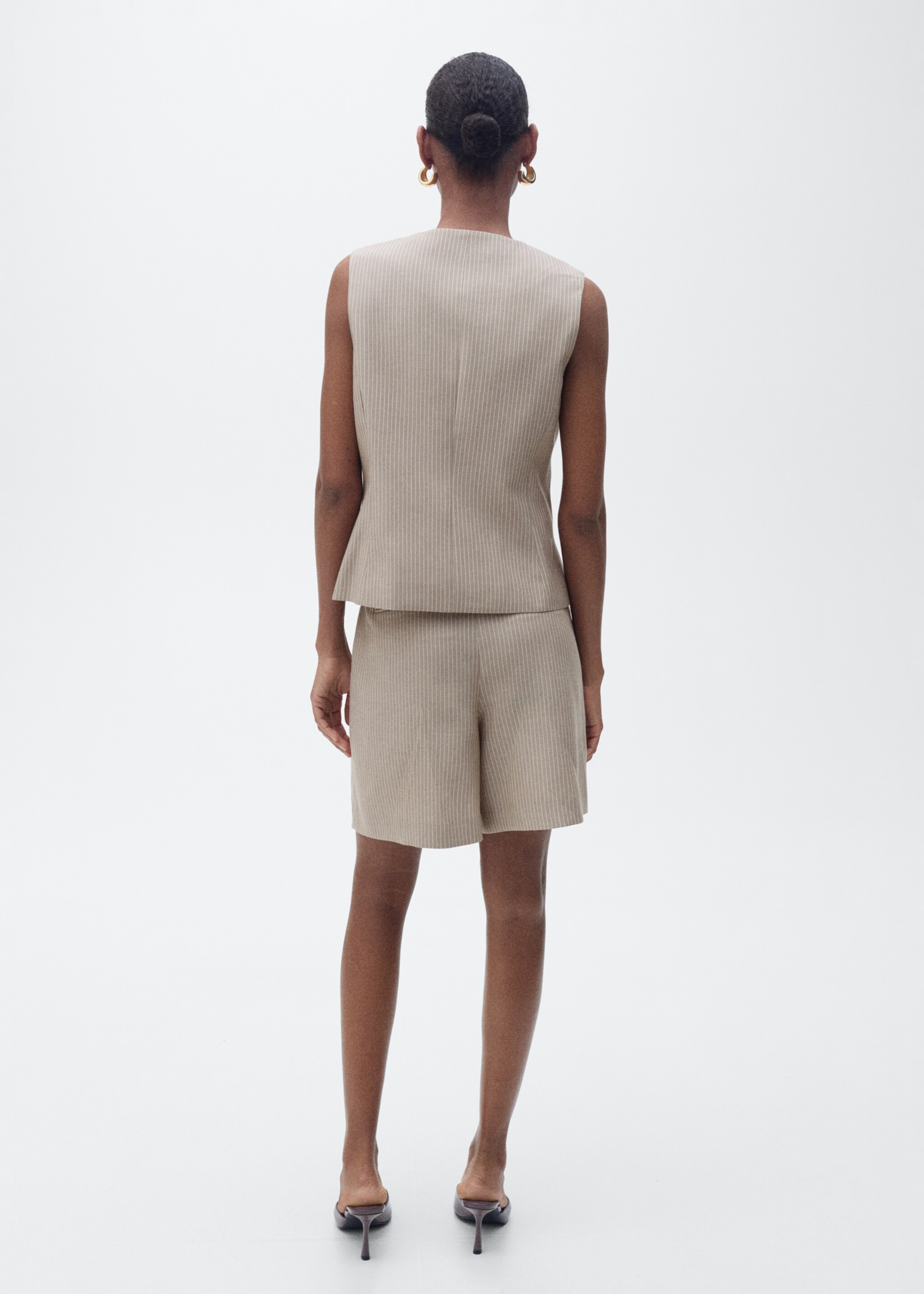 Calções de fato às riscas - Verso do artigo, Castanho-médio. Ref: 87087186-00.