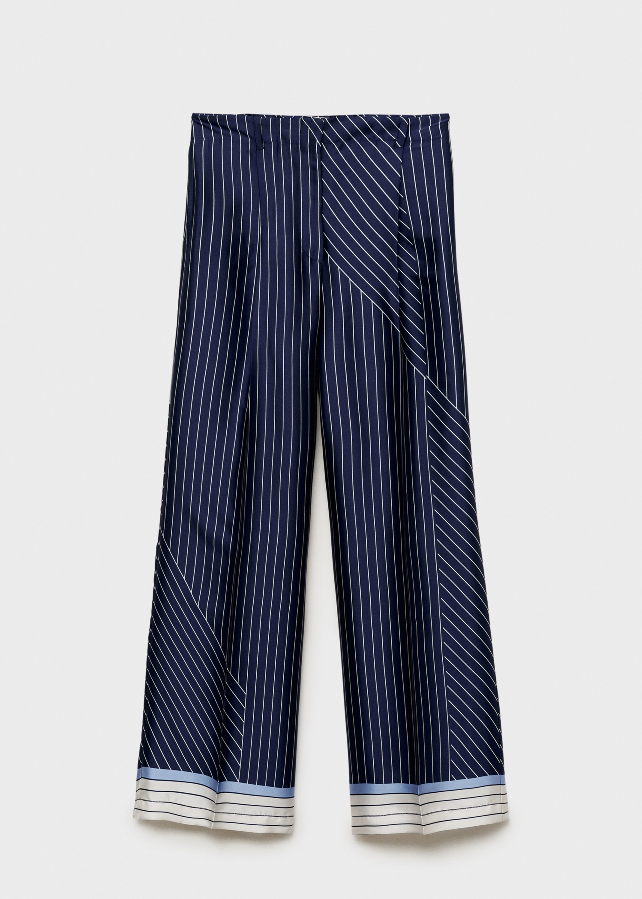 Satin trousers with combined stripes - Article without model, Blue. Ref: 87087193-00.