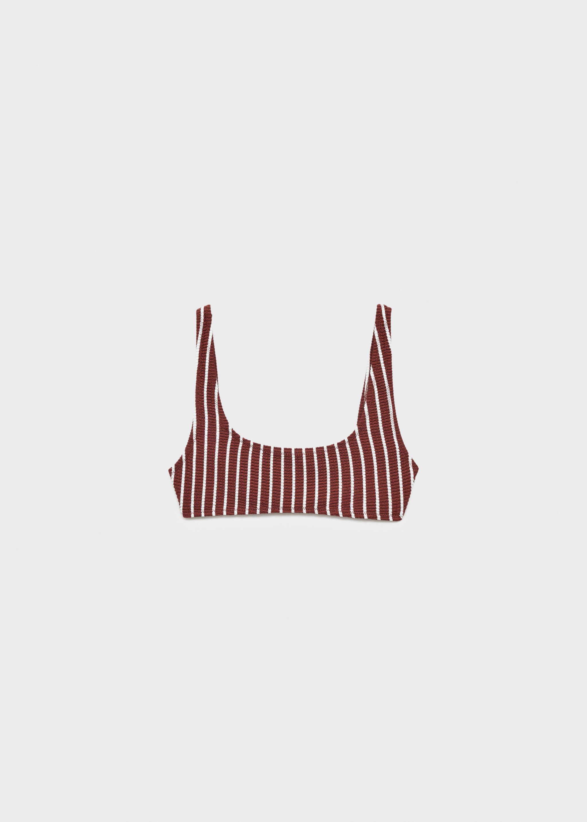 Gestreifter Bikini-Top mit Rippmuster - Artikel ohne Model, Schokolade. Ref: 87087673-00.