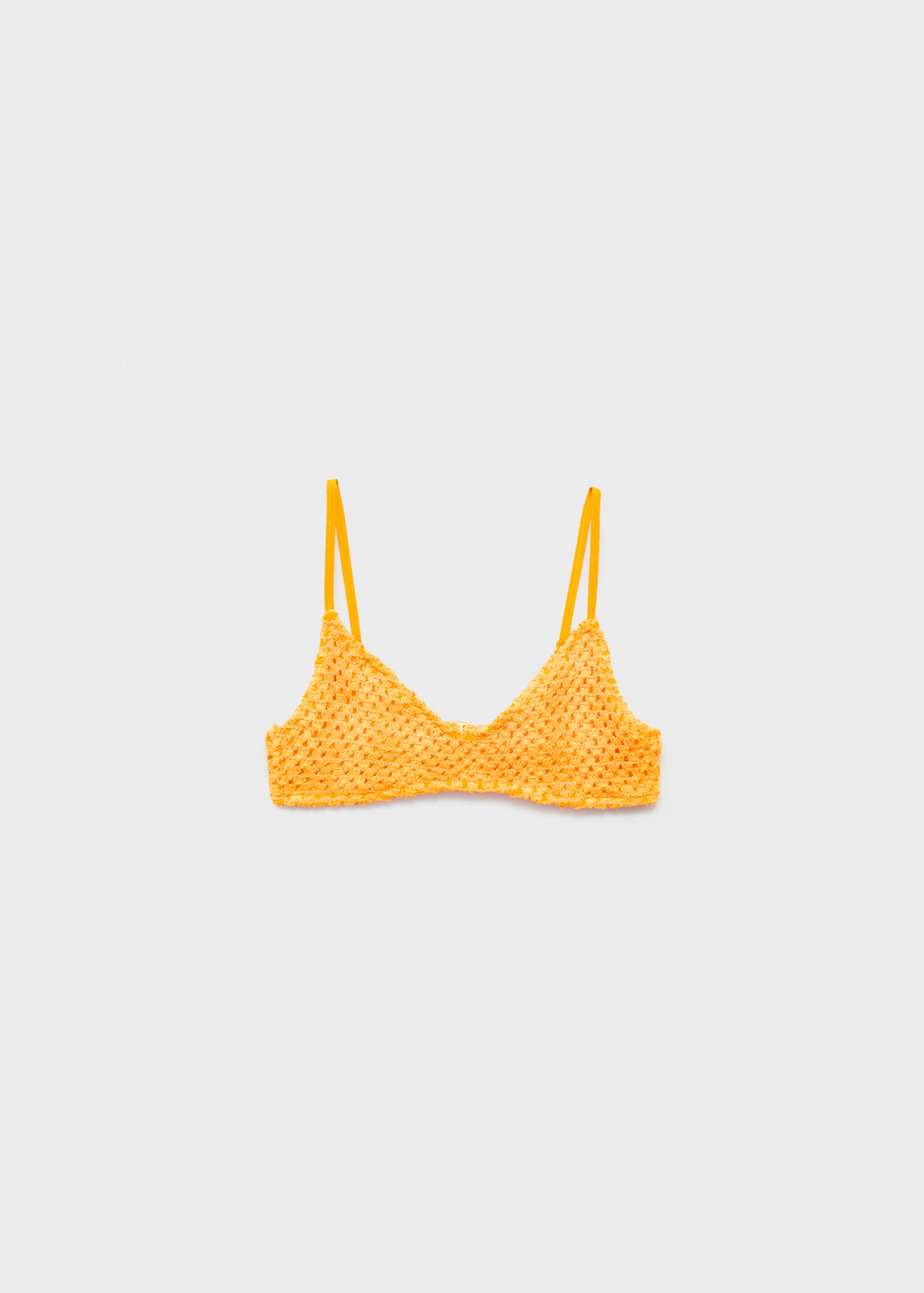 Crochet bikini top - Article without model, Pastel Yellow. Ref: 87087674-00.