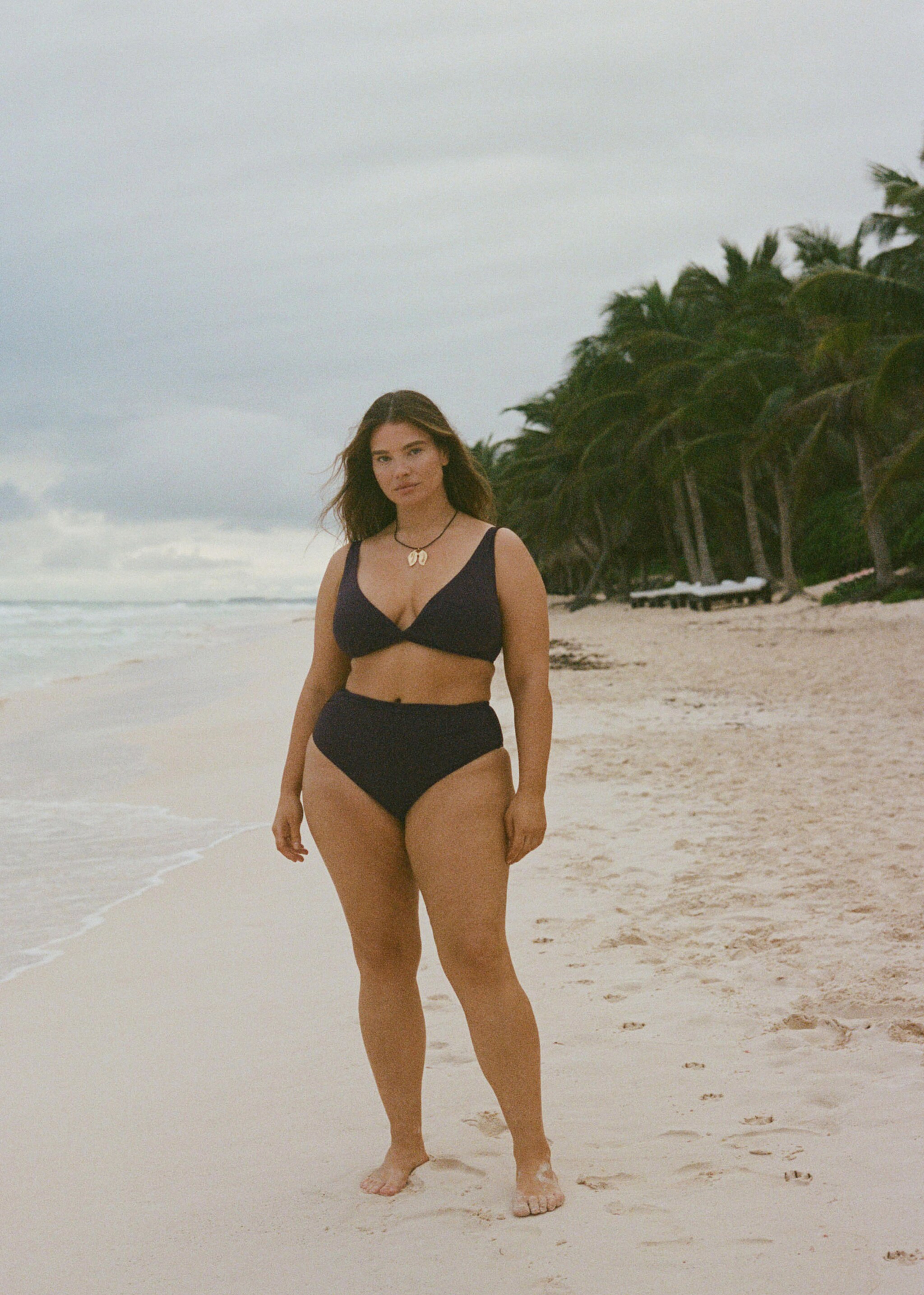 Draped bikini top - Details of the article 3, Chocolate. Ref: 87087675-00.