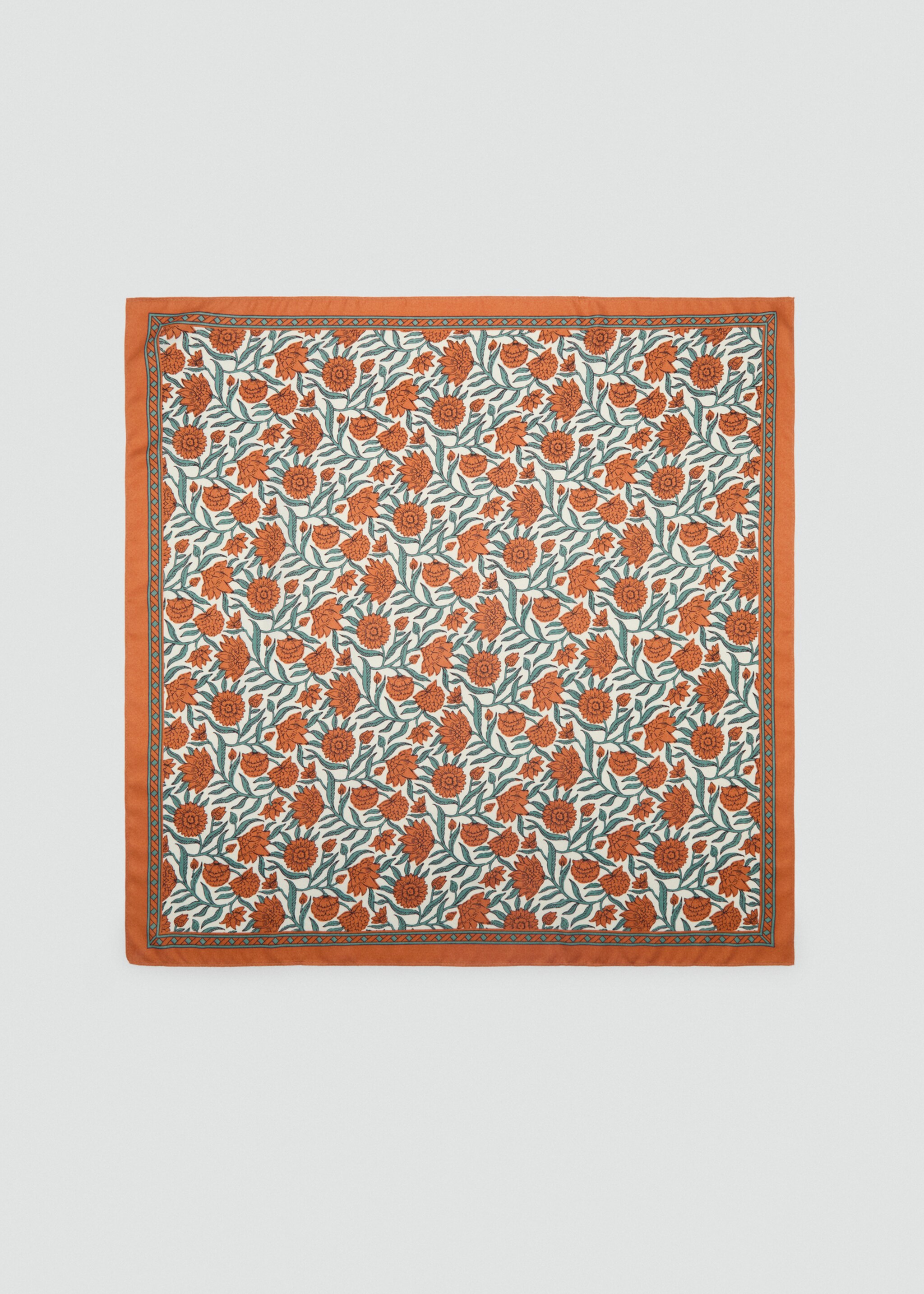 Sjaal met bloemenprint - Artikel zonder model, Oranjebruin. Ref: 87087687-00.