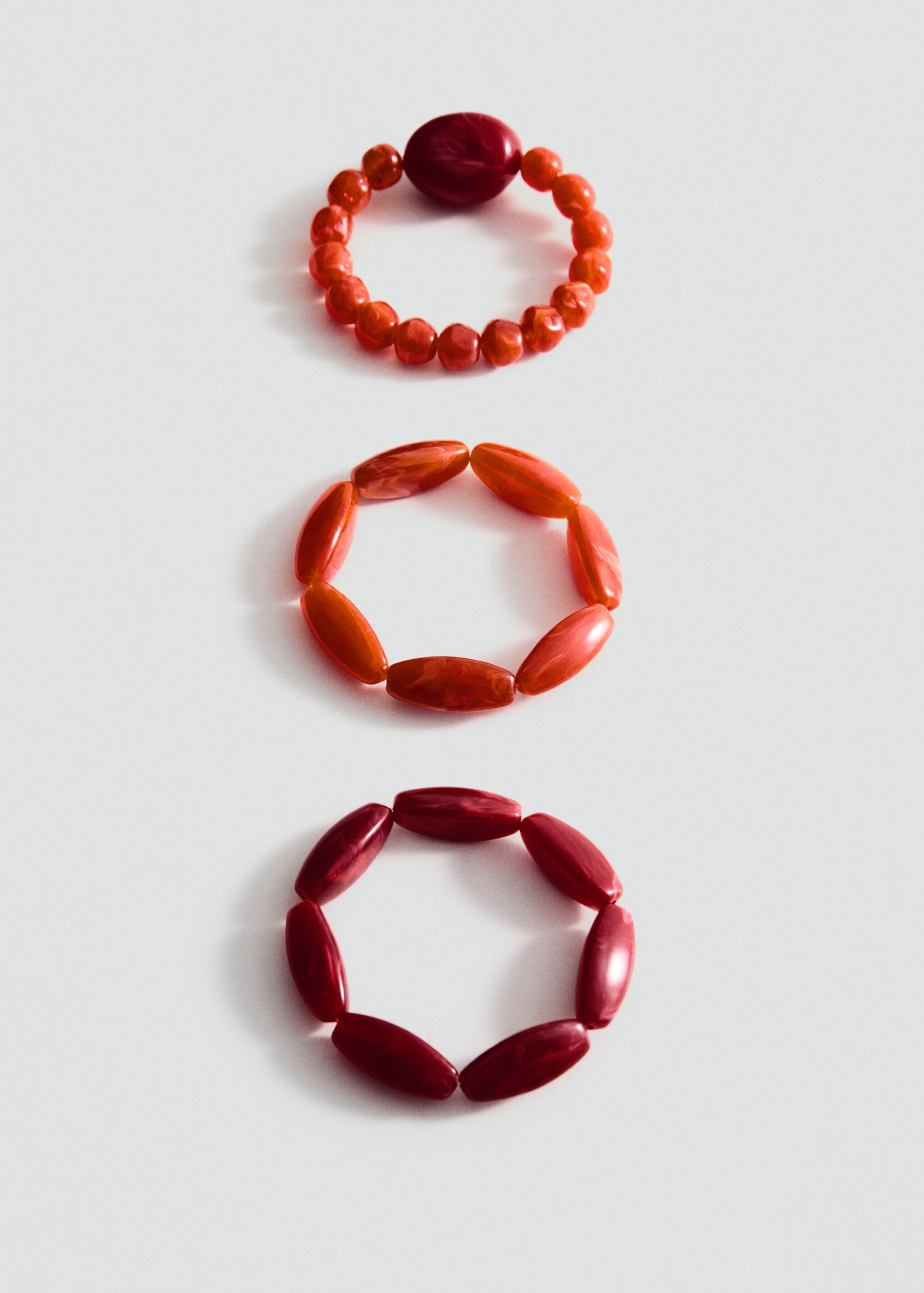 Set of 3 combined ball bracelets - Article without model, Red. Ref: 87087698-00.