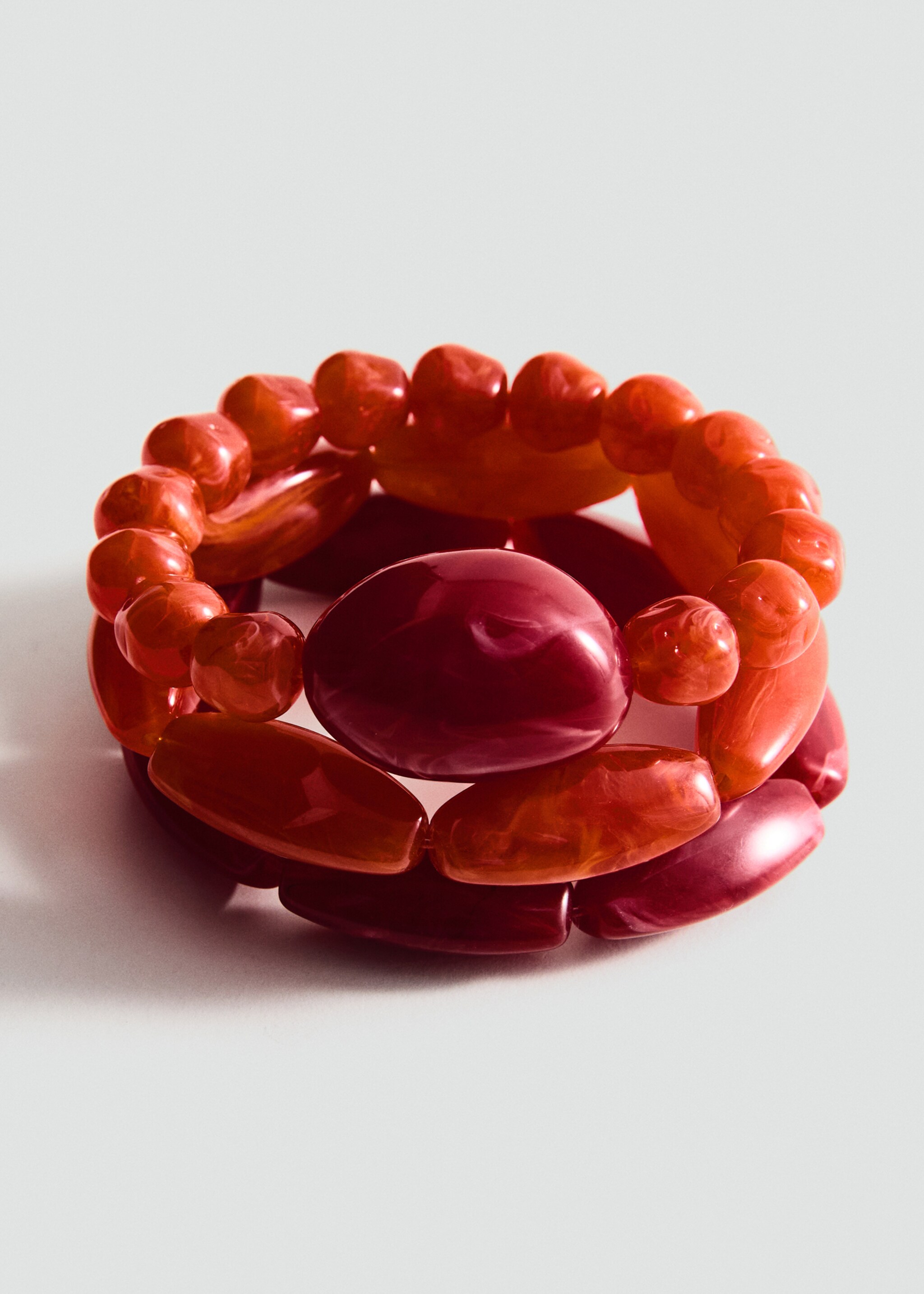 Set of 3 combined ball bracelets - Details of the article 1, Red. Ref: 87087698-00.