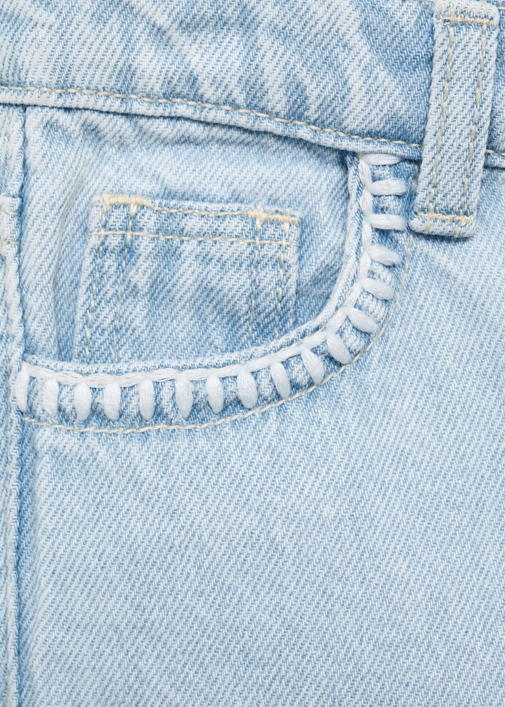 Embroidered culotte jeans - Details of the article 0, Light Blue. Ref: 87087699-00.