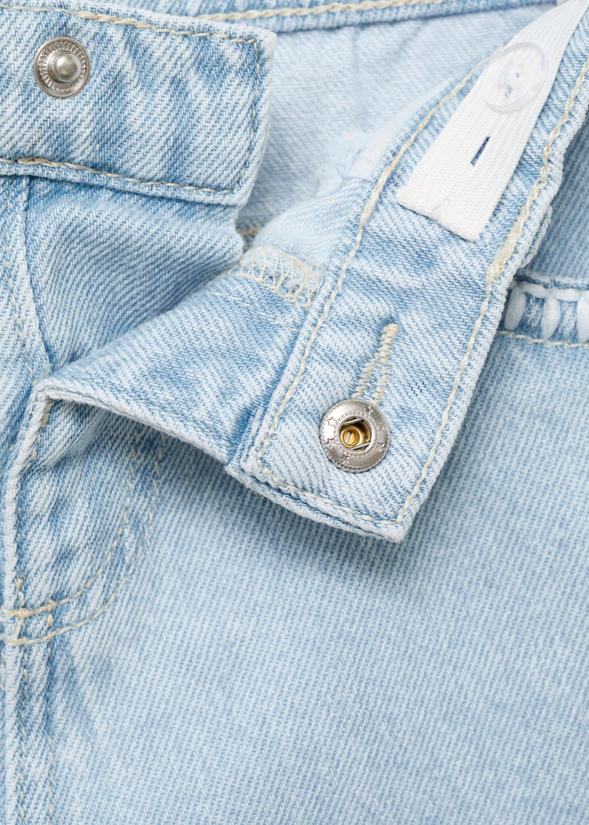 Embroidered culotte jeans - Details of the article 8, Light Blue. Ref: 87087699-00.