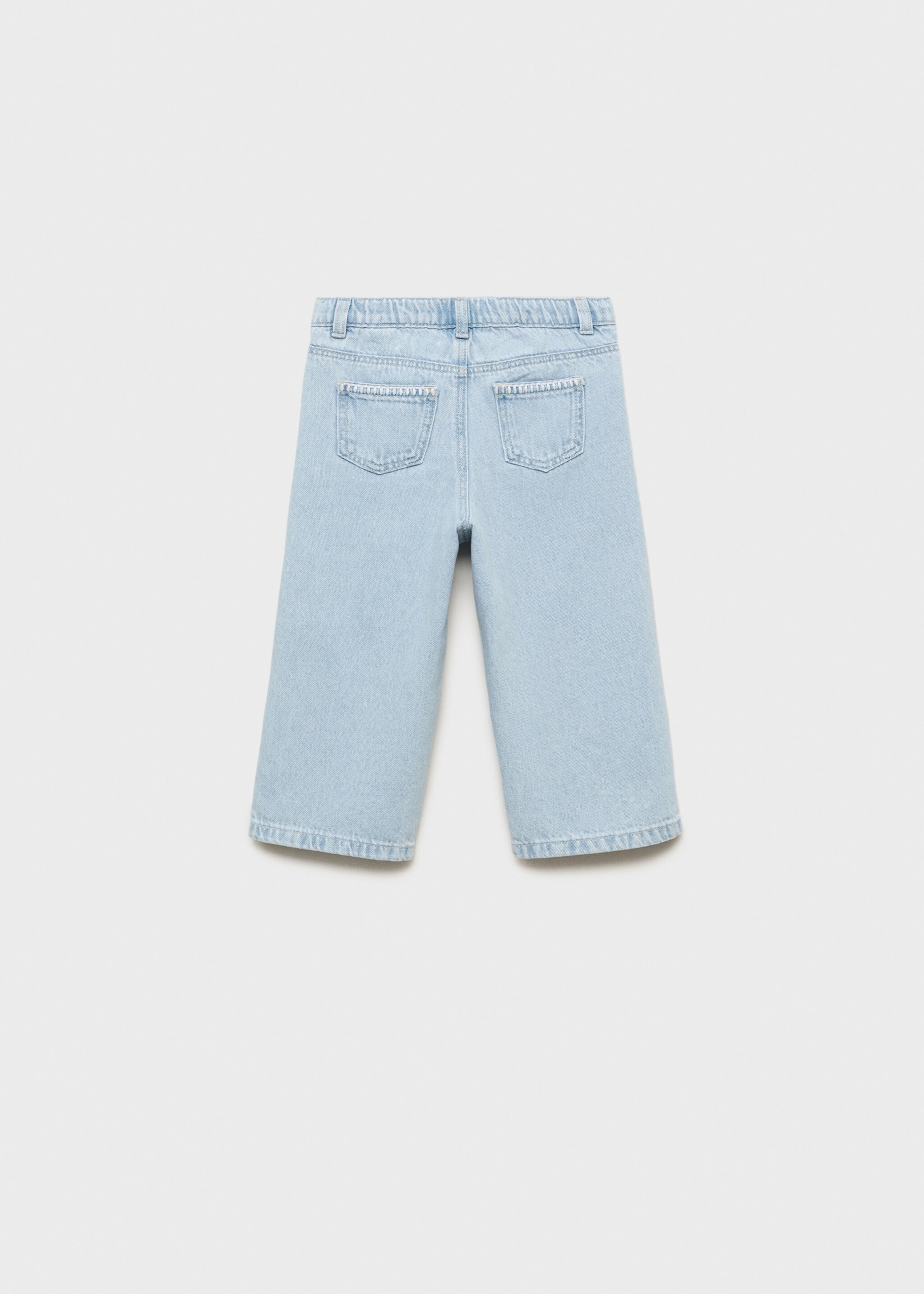 Embroidered culotte jeans - Reverse of the article, Light Blue. Ref: 87087699-00.