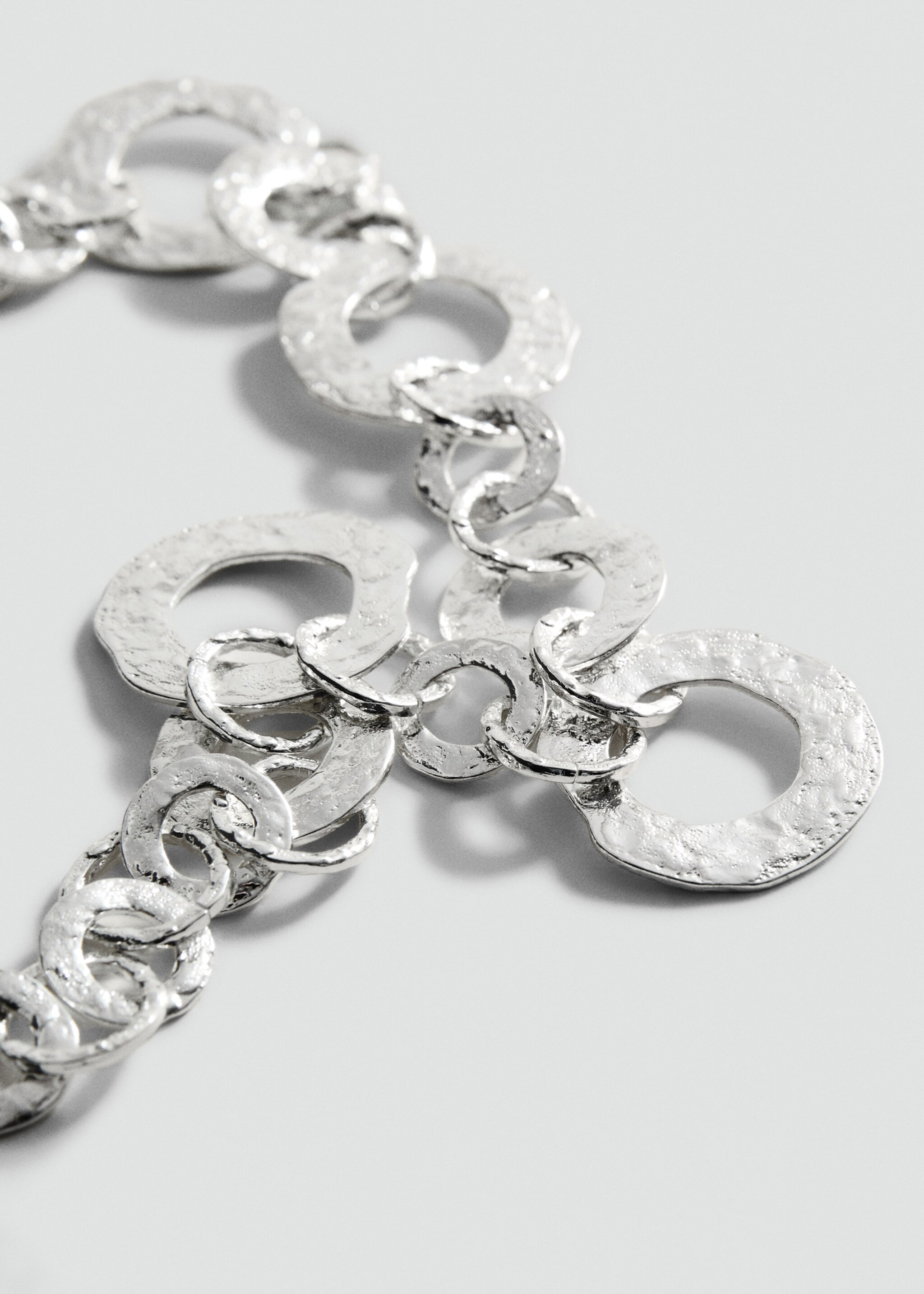 Combined metal-hoop necklace - Medium plane, Silver. Ref: 87087707-00.