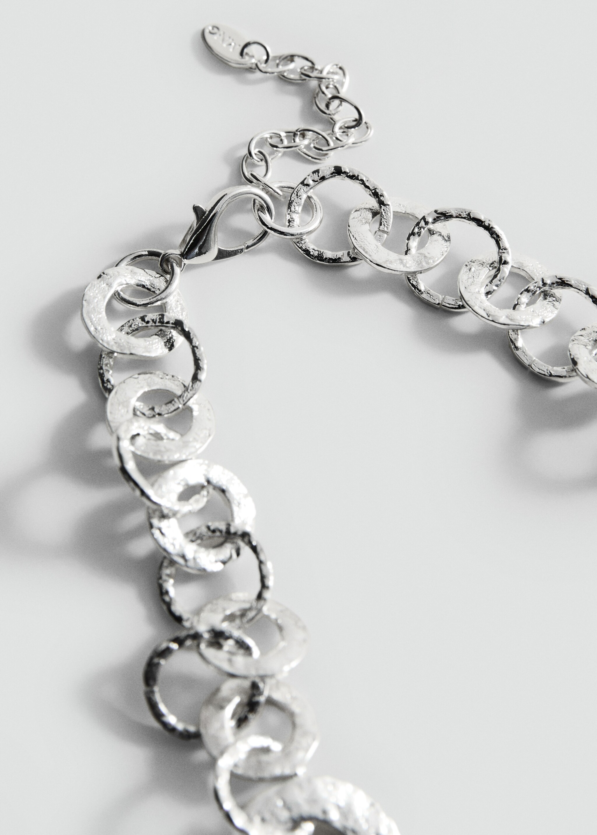 Combined metal-hoop necklace - Details of the article 1, Silver. Ref: 87087707-00.