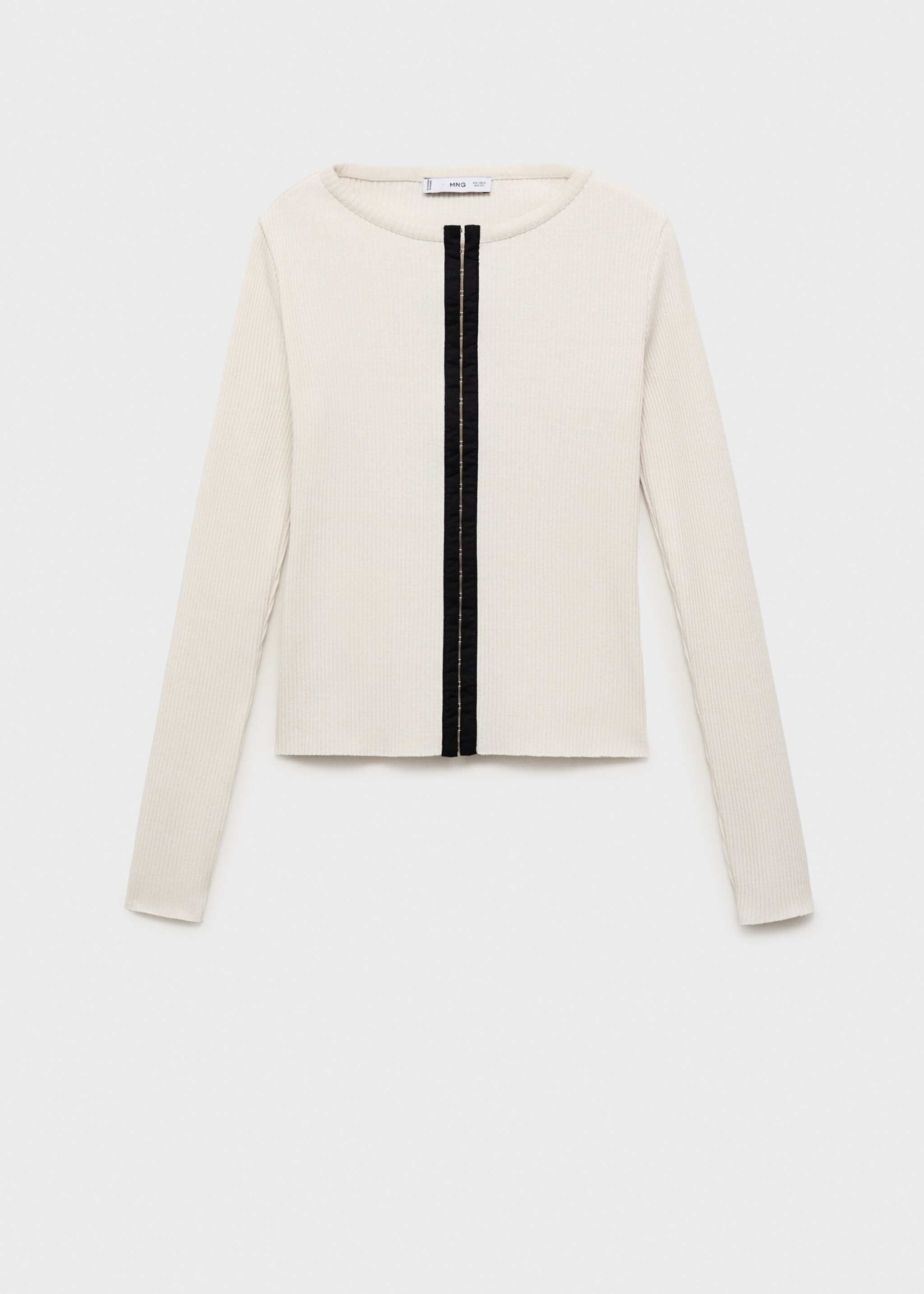 Cotton cardigan with contrasting closure - Article without model, Ecru. Ref: 87087712-00.