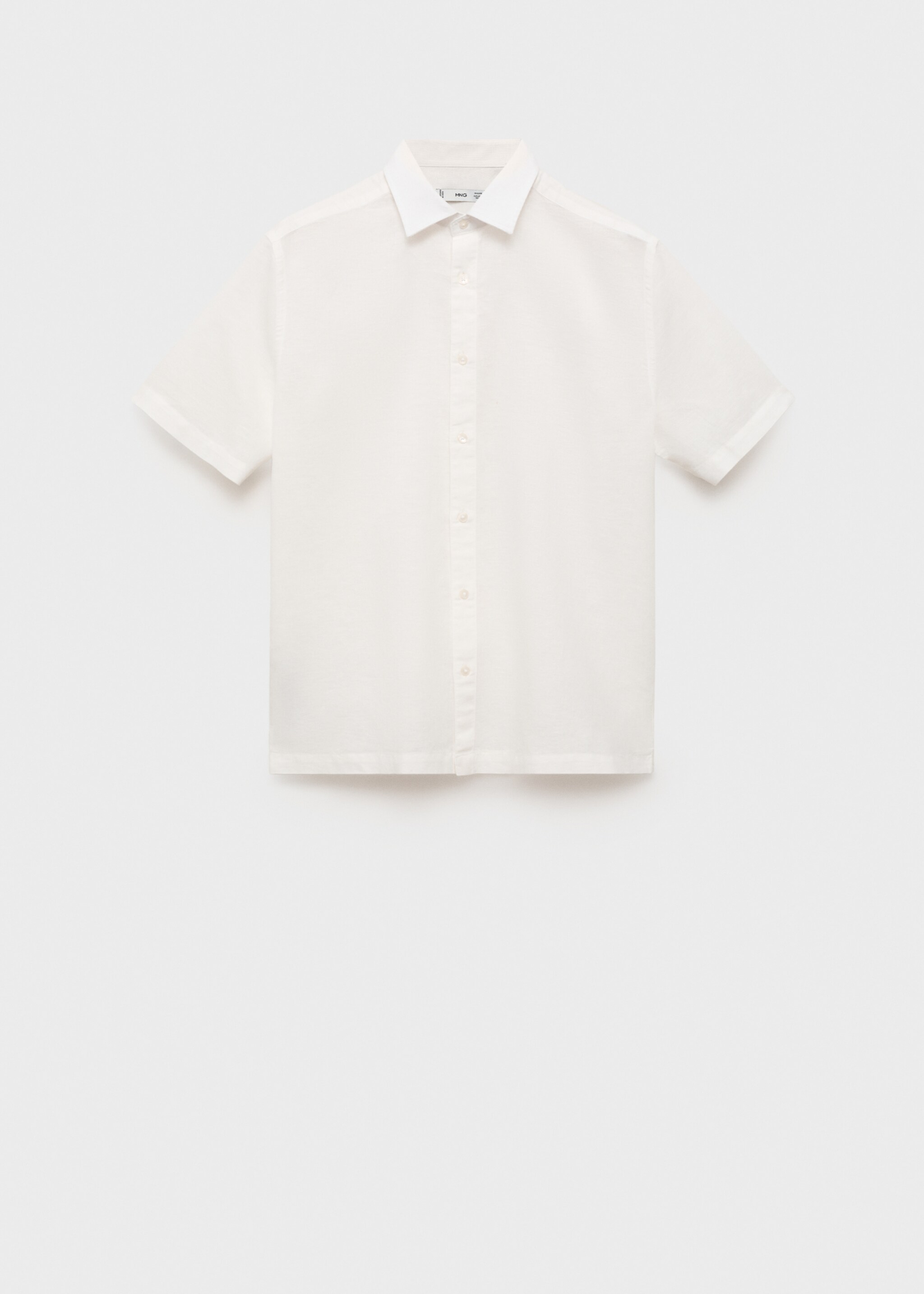Short sleeve linen-blend shirt - Article without model, White. Ref: 87087889-00.