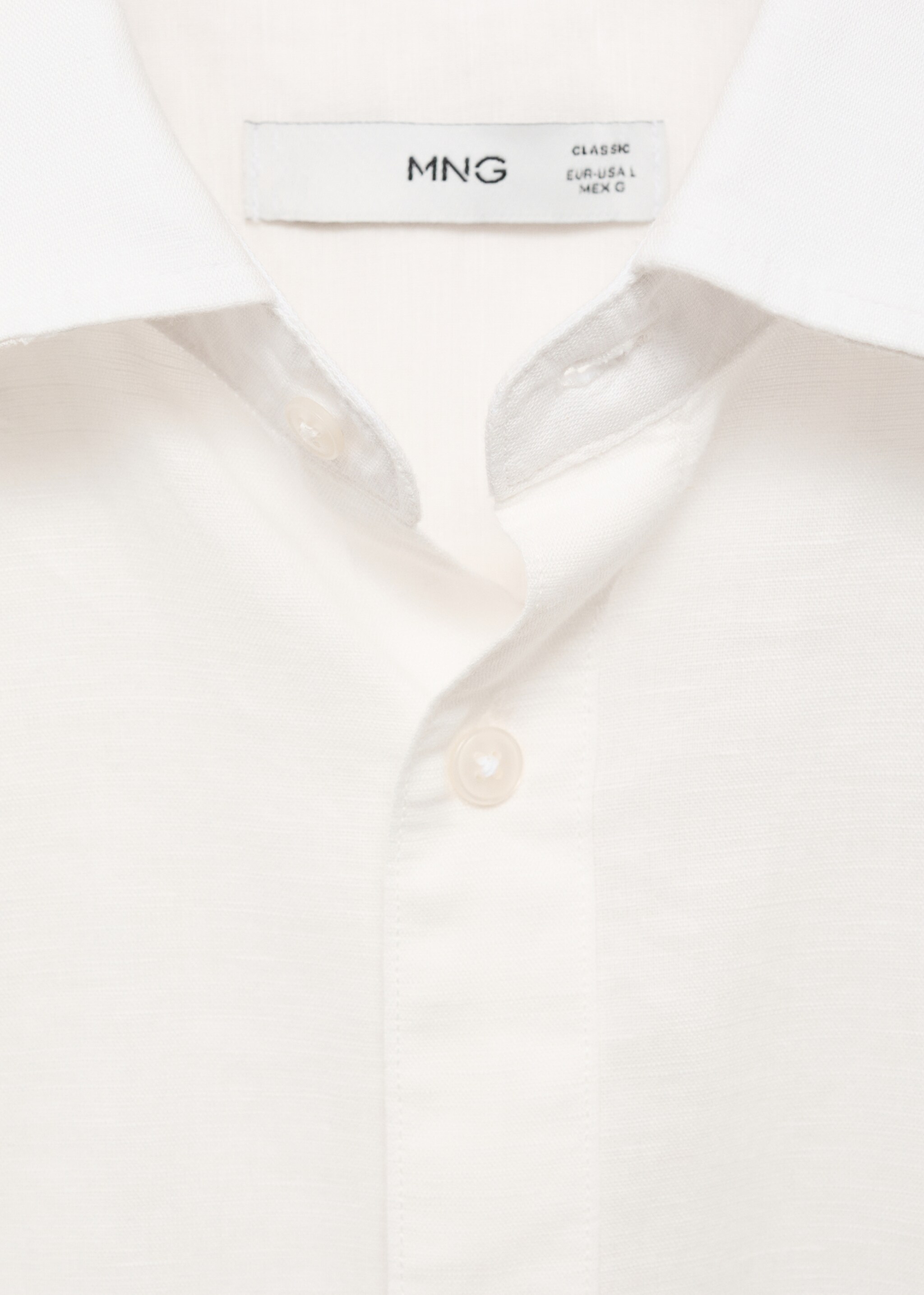 Short sleeve linen-blend shirt - Details of the article 8, White. Ref: 87087889-00.
