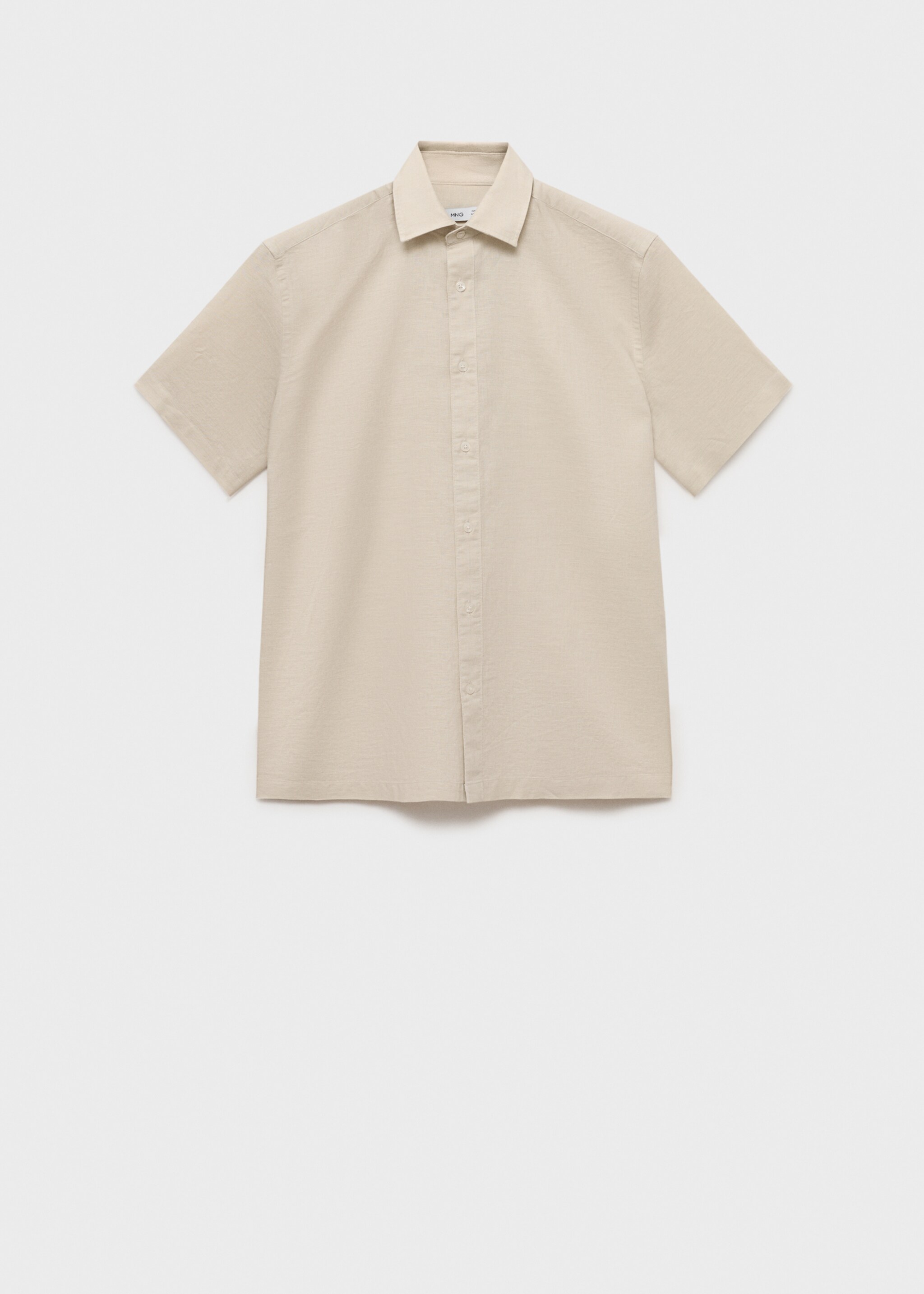 Short sleeve linen-blend shirt - Article without model, Sand. Ref: 87087889-00.