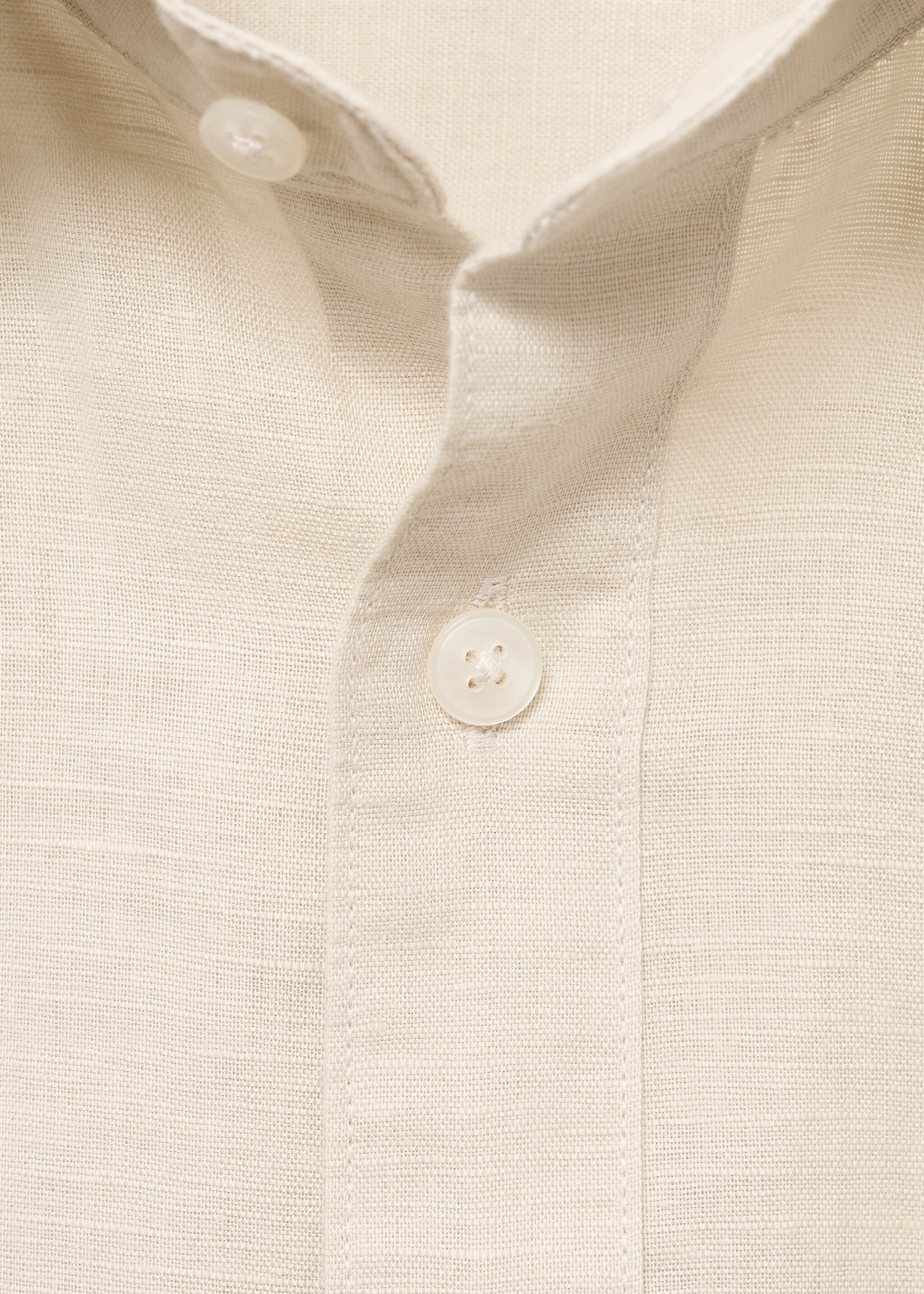 Short sleeve linen-blend shirt - Details of the article 8, Sand. Ref: 87087889-00.