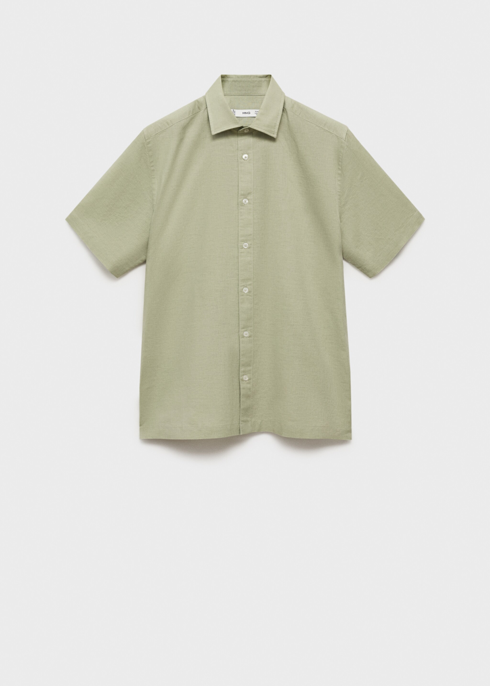 Kurzärmliges Leinenhemd - Artikel ohne Model, Pastellgrün. Ref: 87087889-00.