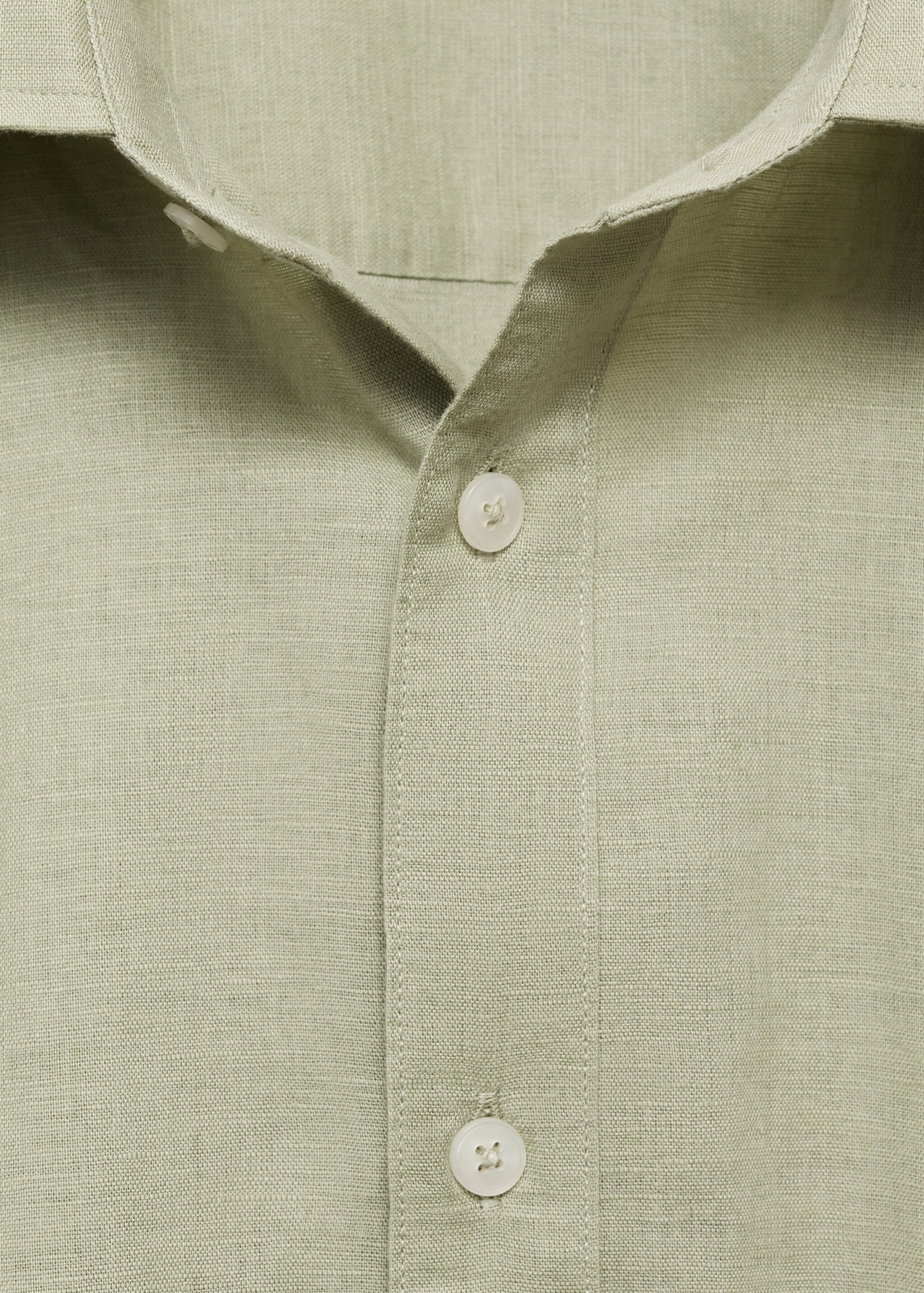 Kurzärmliges Leinenhemd - Detail des Artikels 8, Pastellgrün. Ref: 87087889-00.