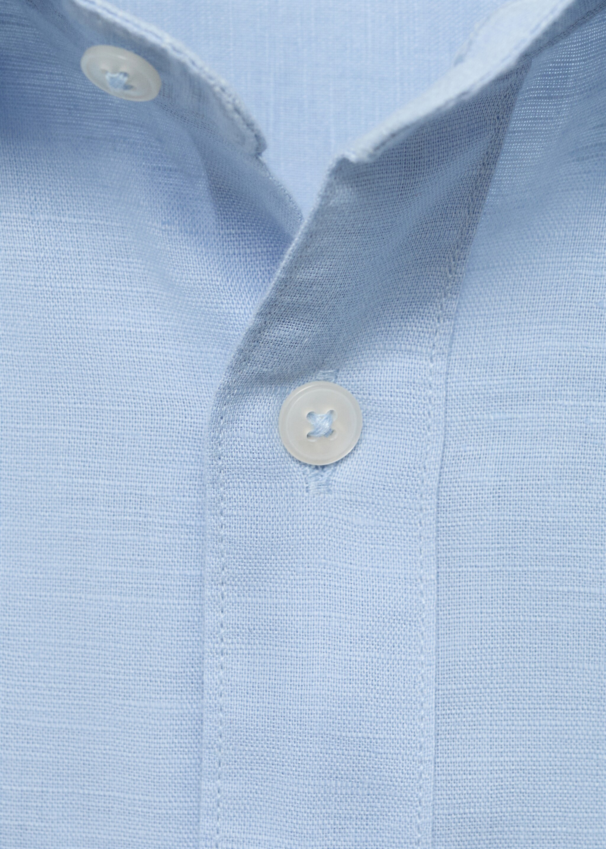 Short sleeve linen-blend shirt - Details of the article 8, Blue. Ref: 87087889-00.