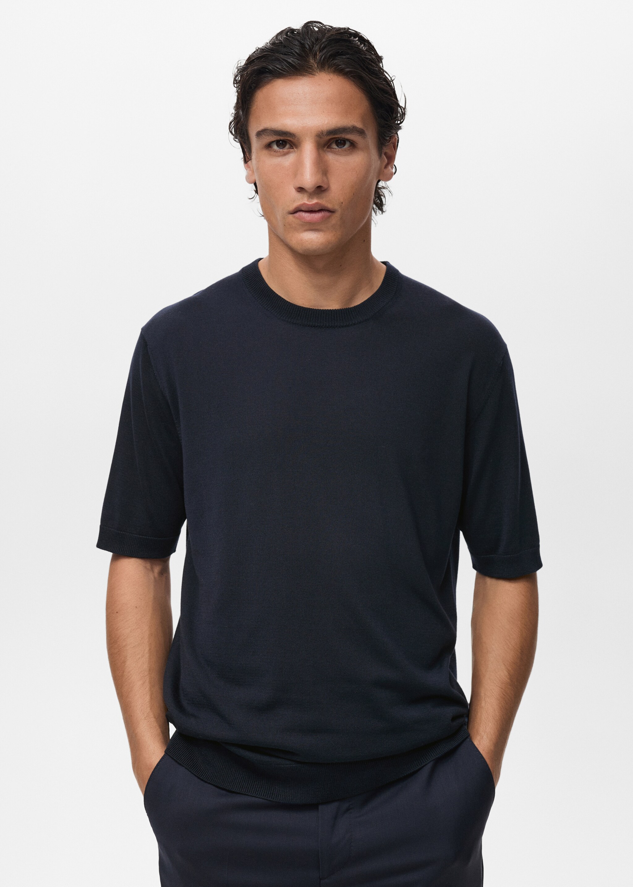 Maglietta lyocell maglia sottile - Piano medio, Navy. Ref: 87087900-00.