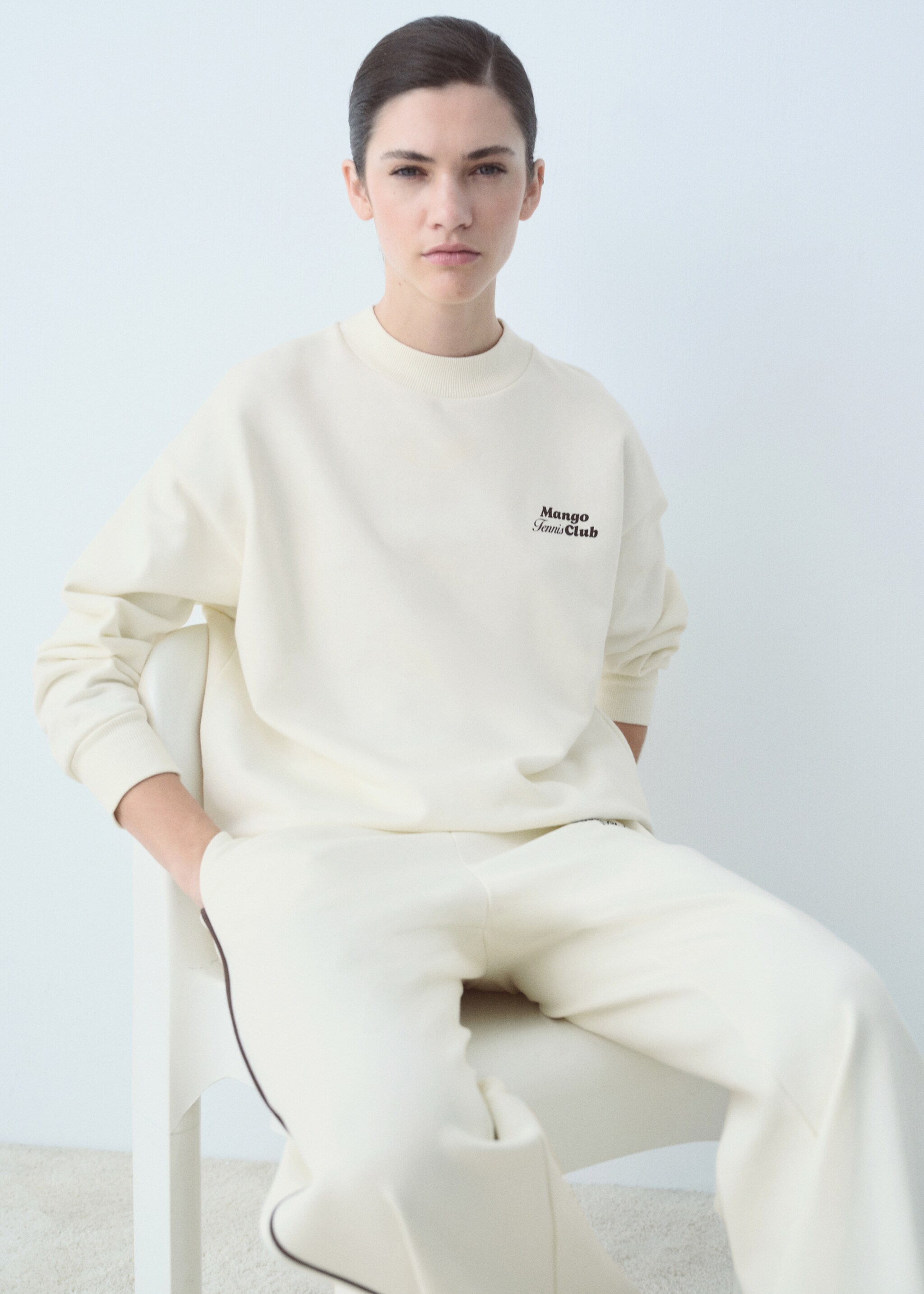 Sweat-shirt coton message imprimé - Détail de l'article 2, Écru. Ref: 87087903-00.