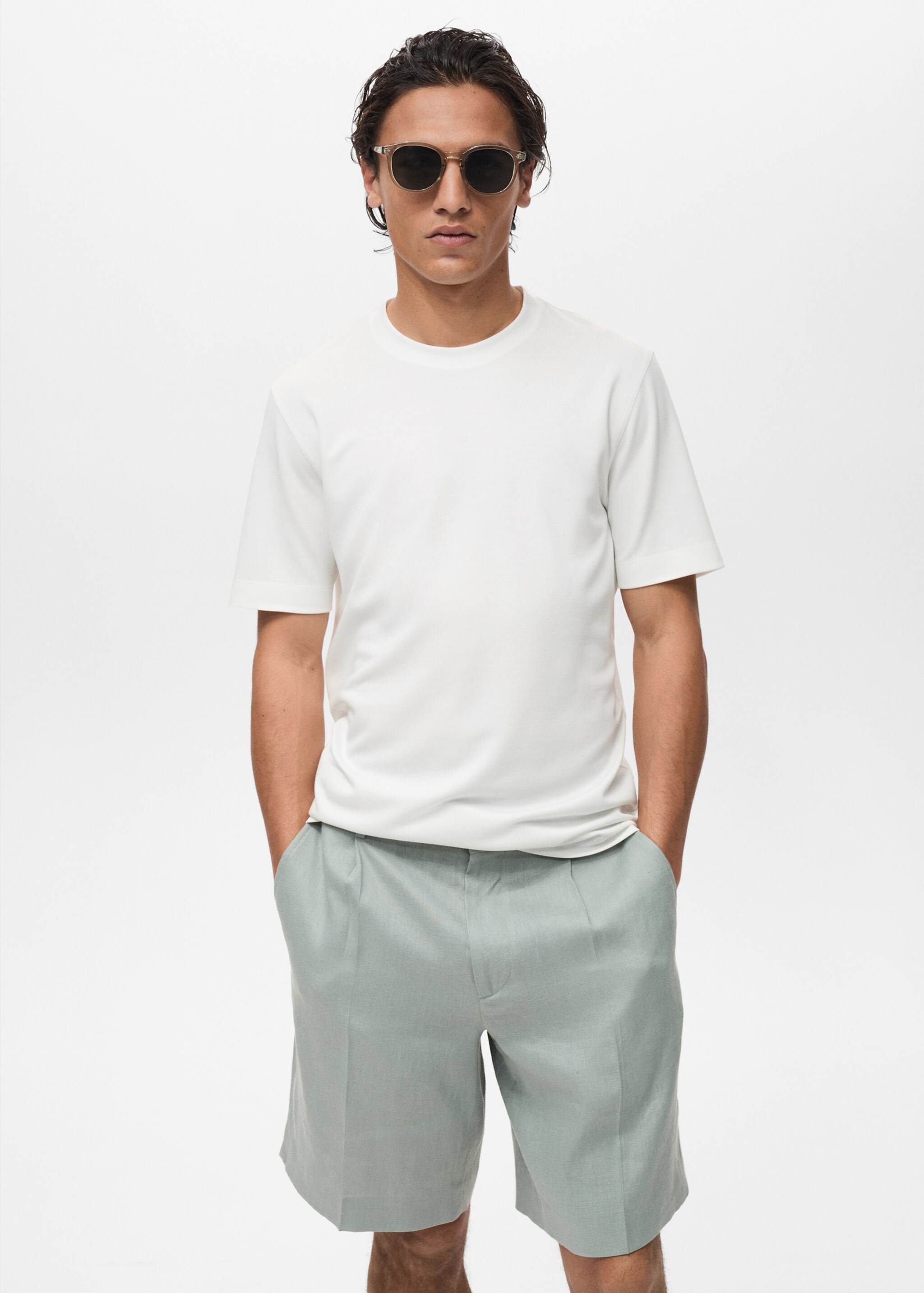 Samarreta lyocell màniga curta - Pla mig, Blanc. Ref: 87087907-00.