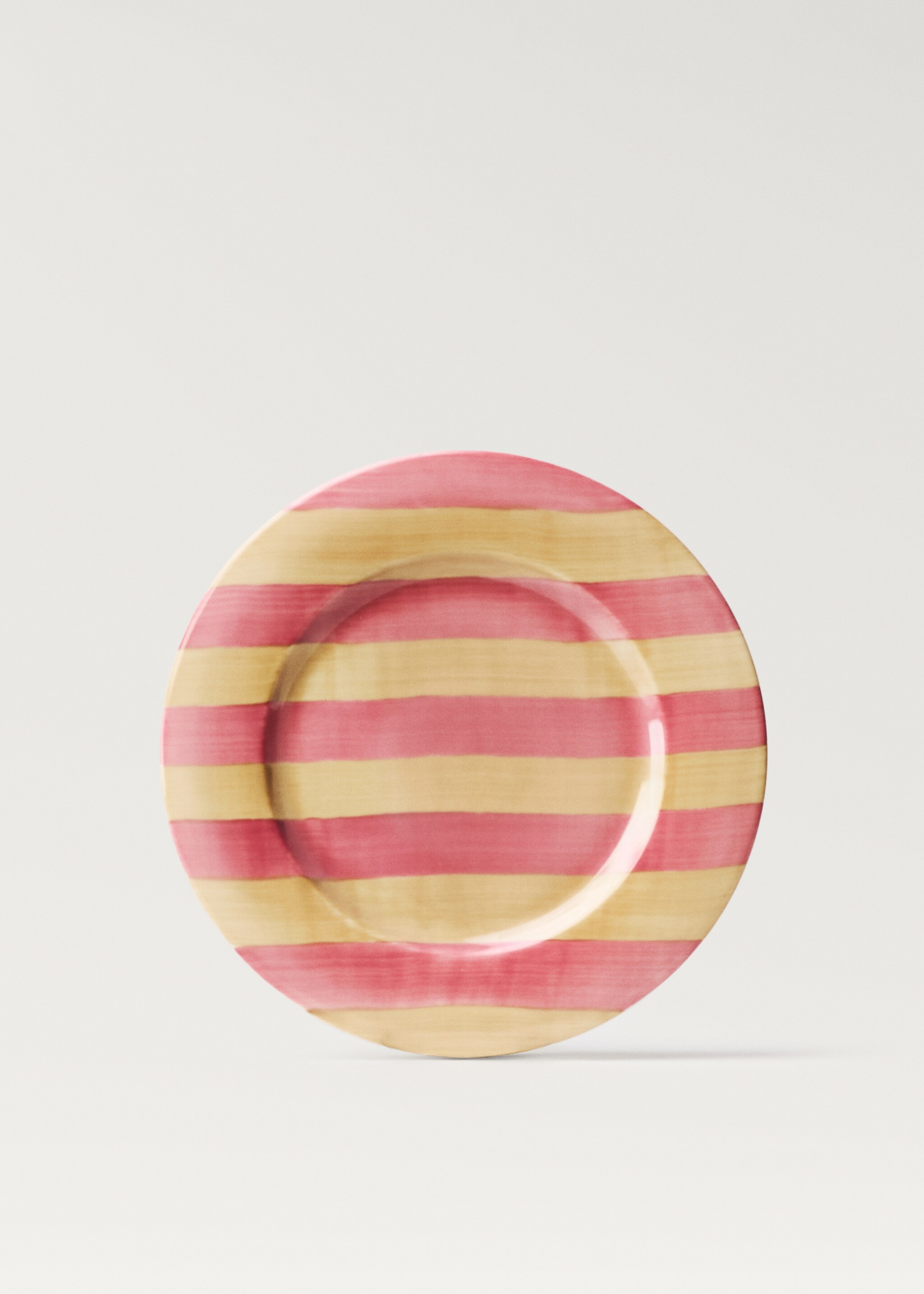 Dessous de plat en grès à rayures - Article sans modèle, Rose. Ref: 87087909-00.