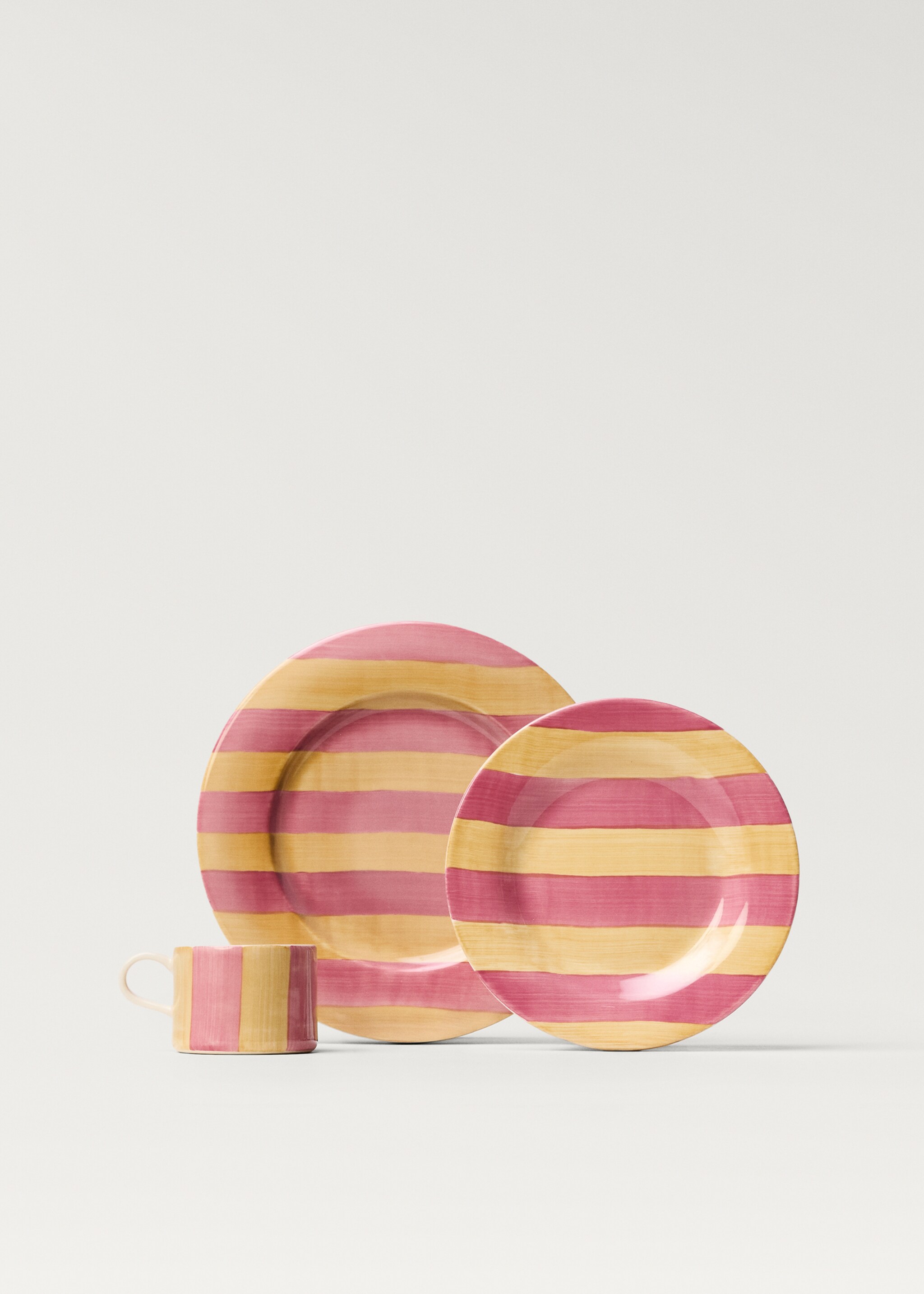 Dessous de plat en grès à rayures - Détail de l'article 4, Rose. Ref: 87087909-00.