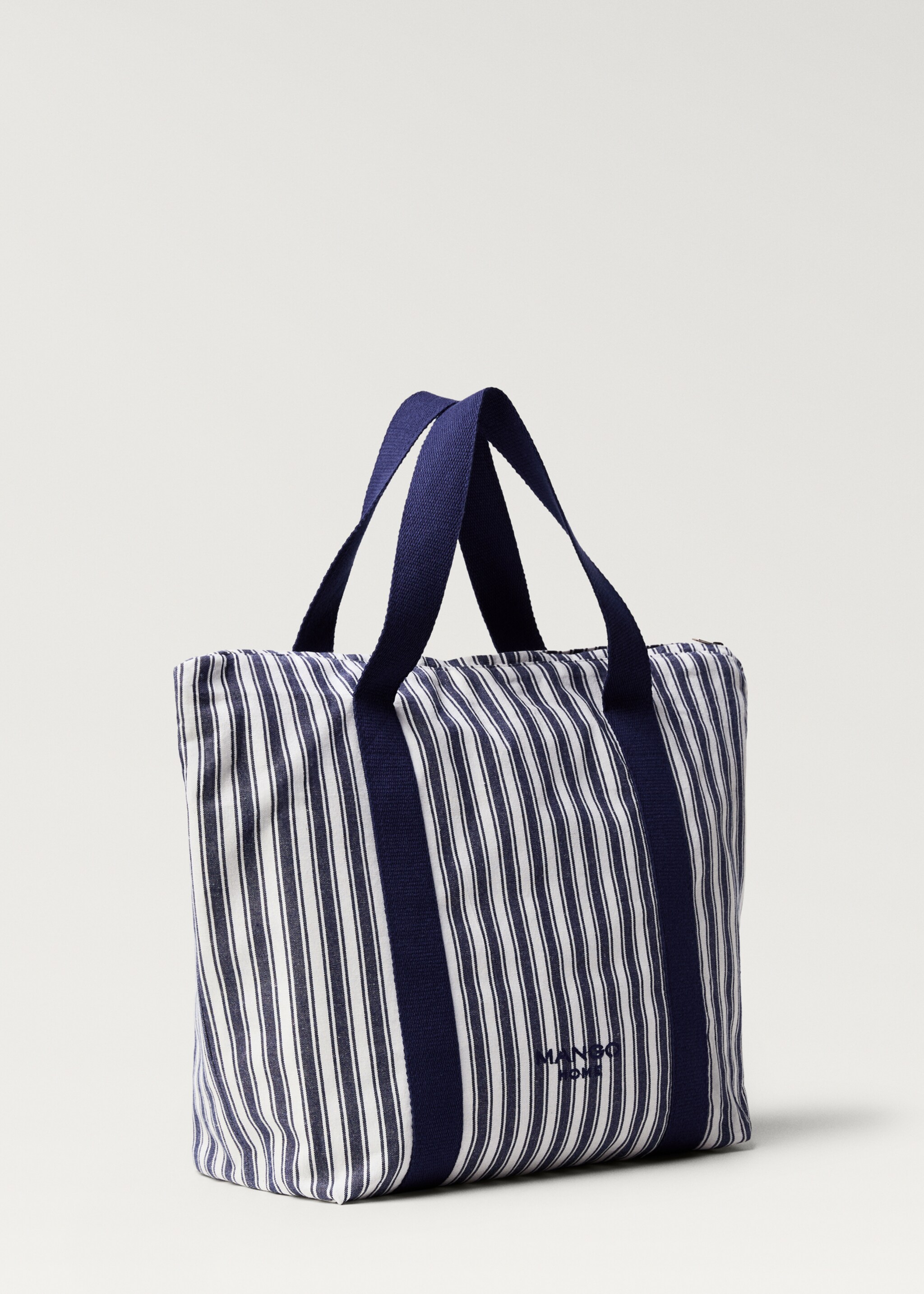 Striped thermal beach bag - Details of the article 1, Navy. Ref: 87088647-00.