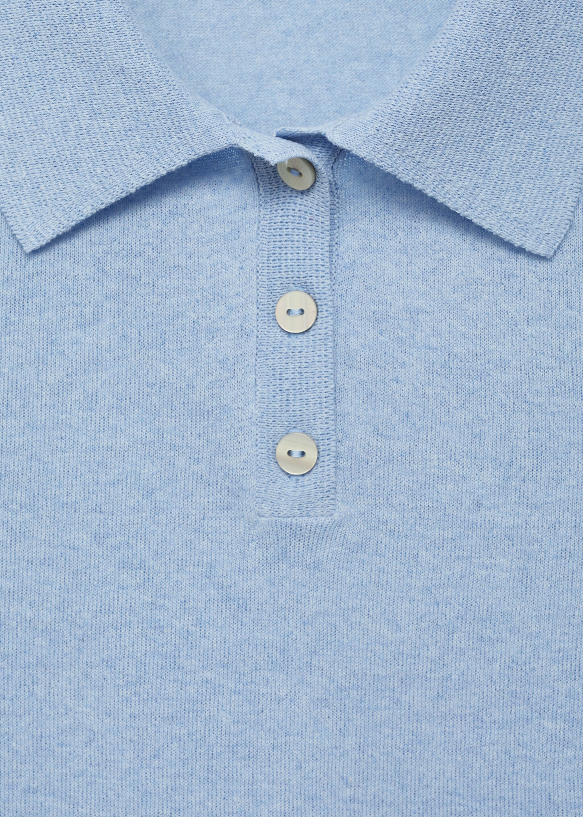 Knitted polo-neck sweater - Details of the article 8, Blue. Ref: 87088649-00.